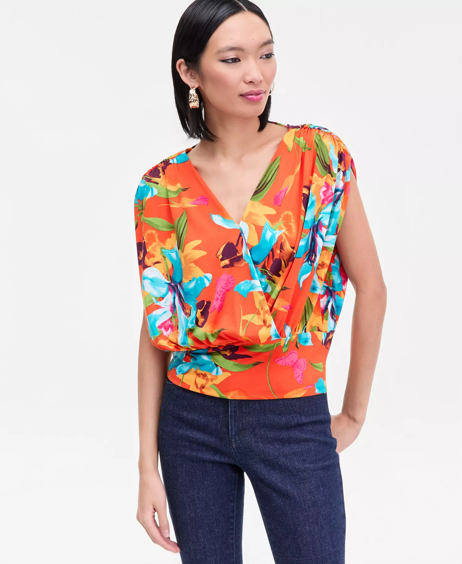 Women's Surplice V-Neck Top, Exclusively at Macy's - Calla Bouquet - L