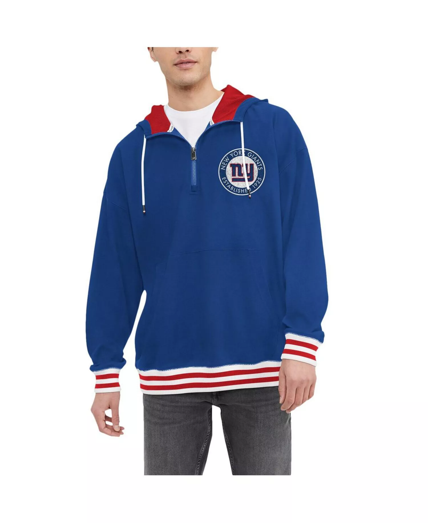 Men's Royal New York Giants Aaron Quarter-Zip Hoodie - Royal - L