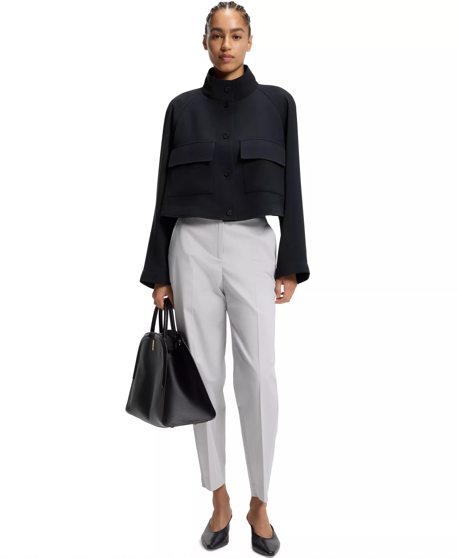 BOSS by Women's Wrinkle-Resistant Crepe Modern-Fit Blazer - Dark Blue - 10