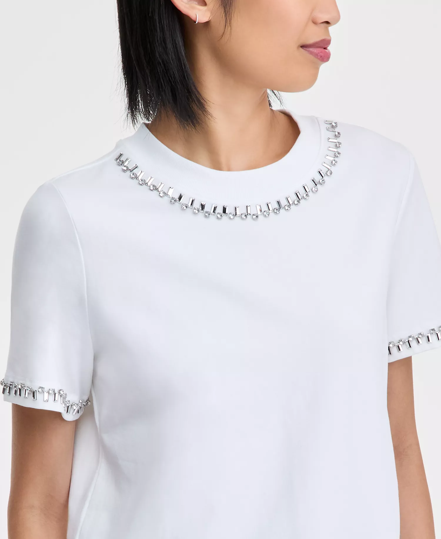 Women's Embellished T-Shirt - Bright White - L