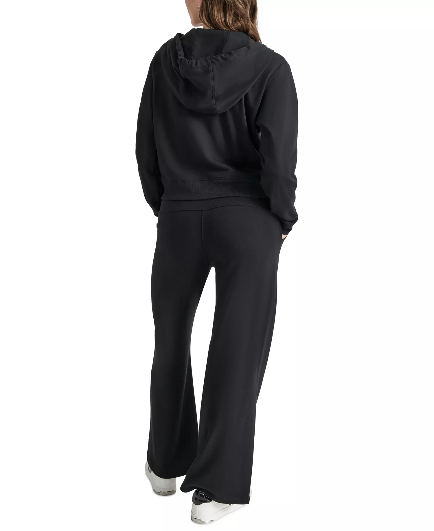 Women's Studded-Logo Full-Zip Fleece Hoodie - Black - L
