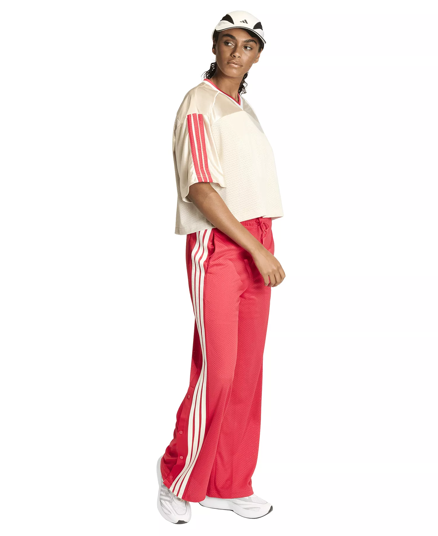 Women's Stadium Mesh High-Rise Sportswear Pants - Pure Ruby/off White/crystal Linen - 2XL