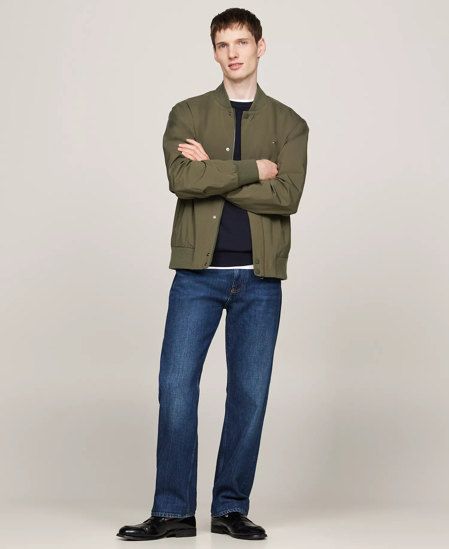 Men's Lightweight Tech Bomber Jacket - Army Green - L