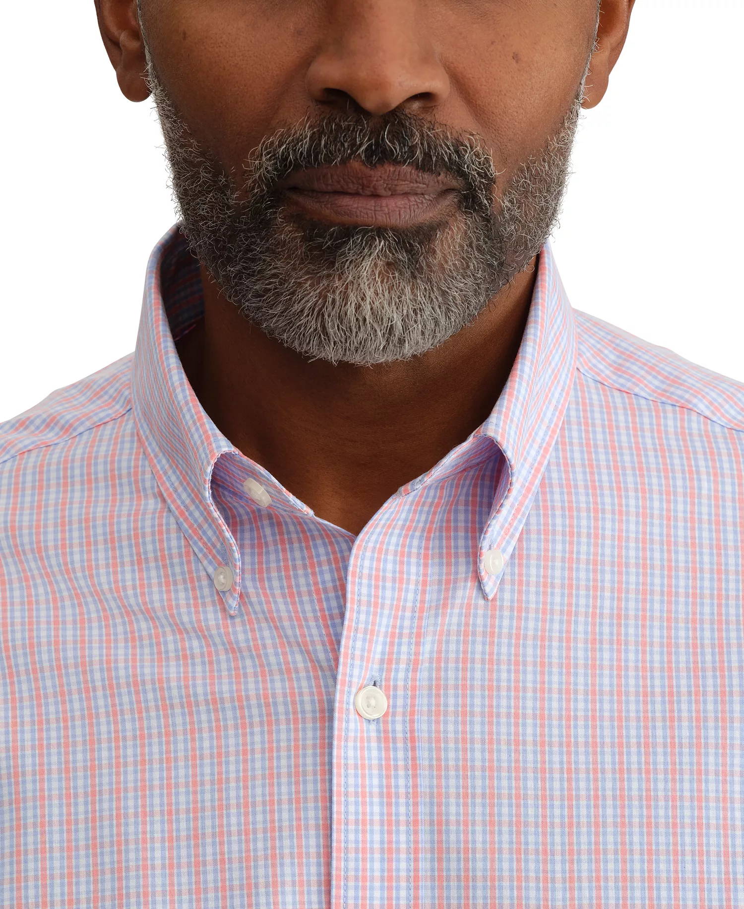 Men's Multi Plaid Long-Sleeve Dress Shirt - Coral Multi - 14.5 32/33