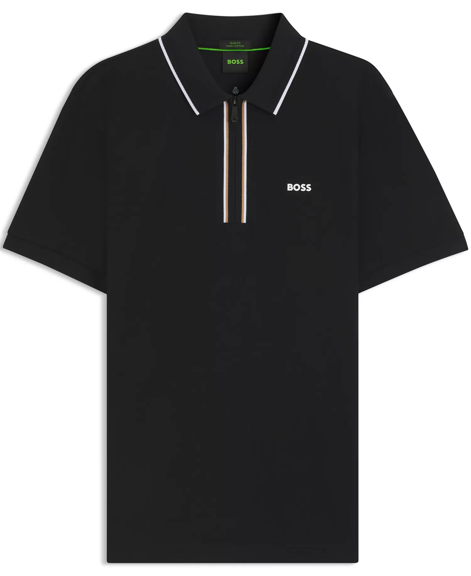 Men's Quick-Dry Stretch Cotton Slim-Fit Polo Shirt - Black - S