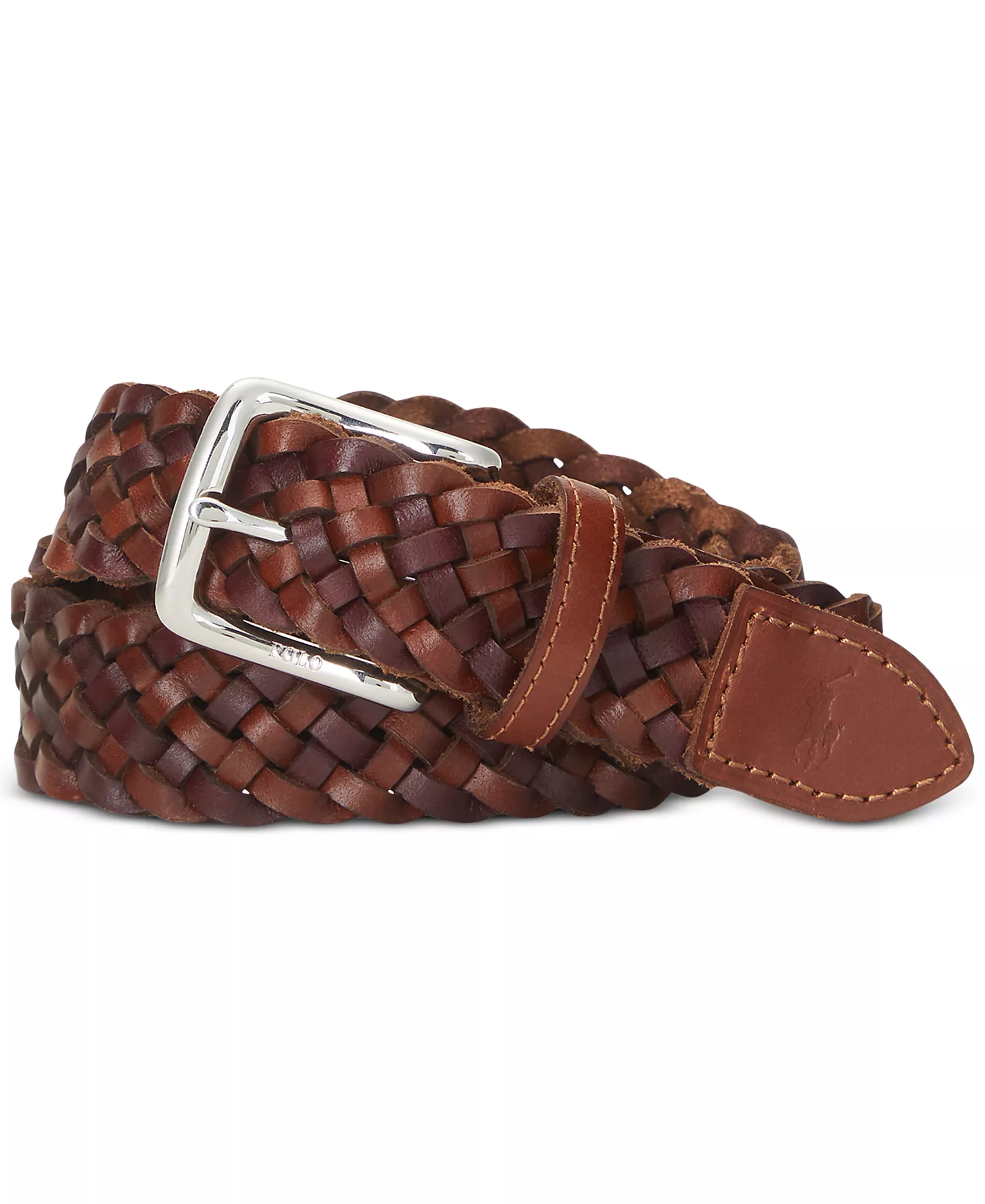 Men's Braided Leather Belt - Saddle/dark Brown - 32