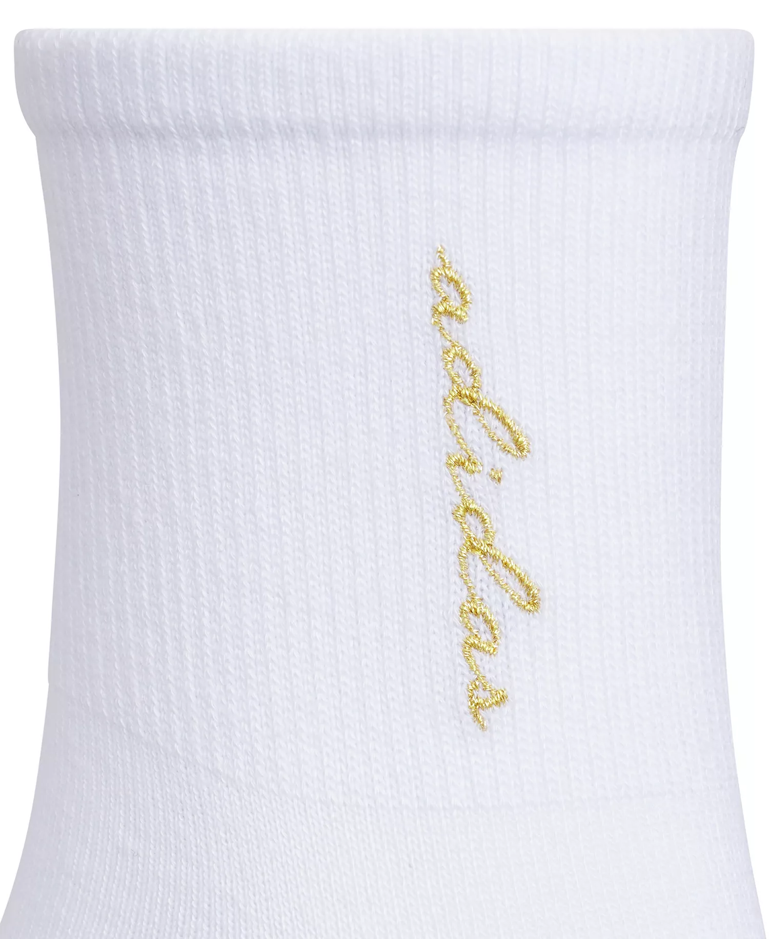 Women's Embroidered Logo Detail Quarter High Socks, 3-Pack - White/gold Metallic/silver Metallic - 5-10
