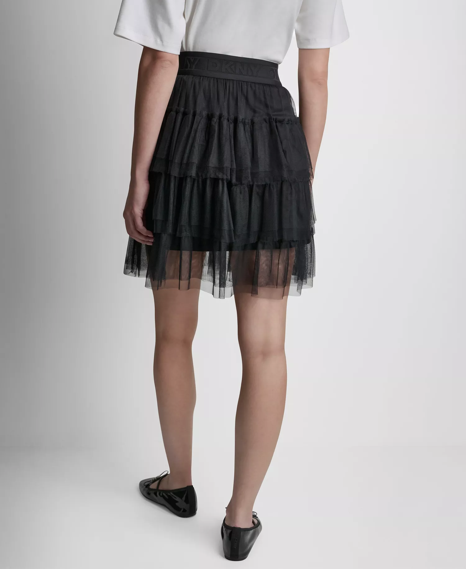 Women's Pull-On Mesh Tulle Mini Skirt - Black - L