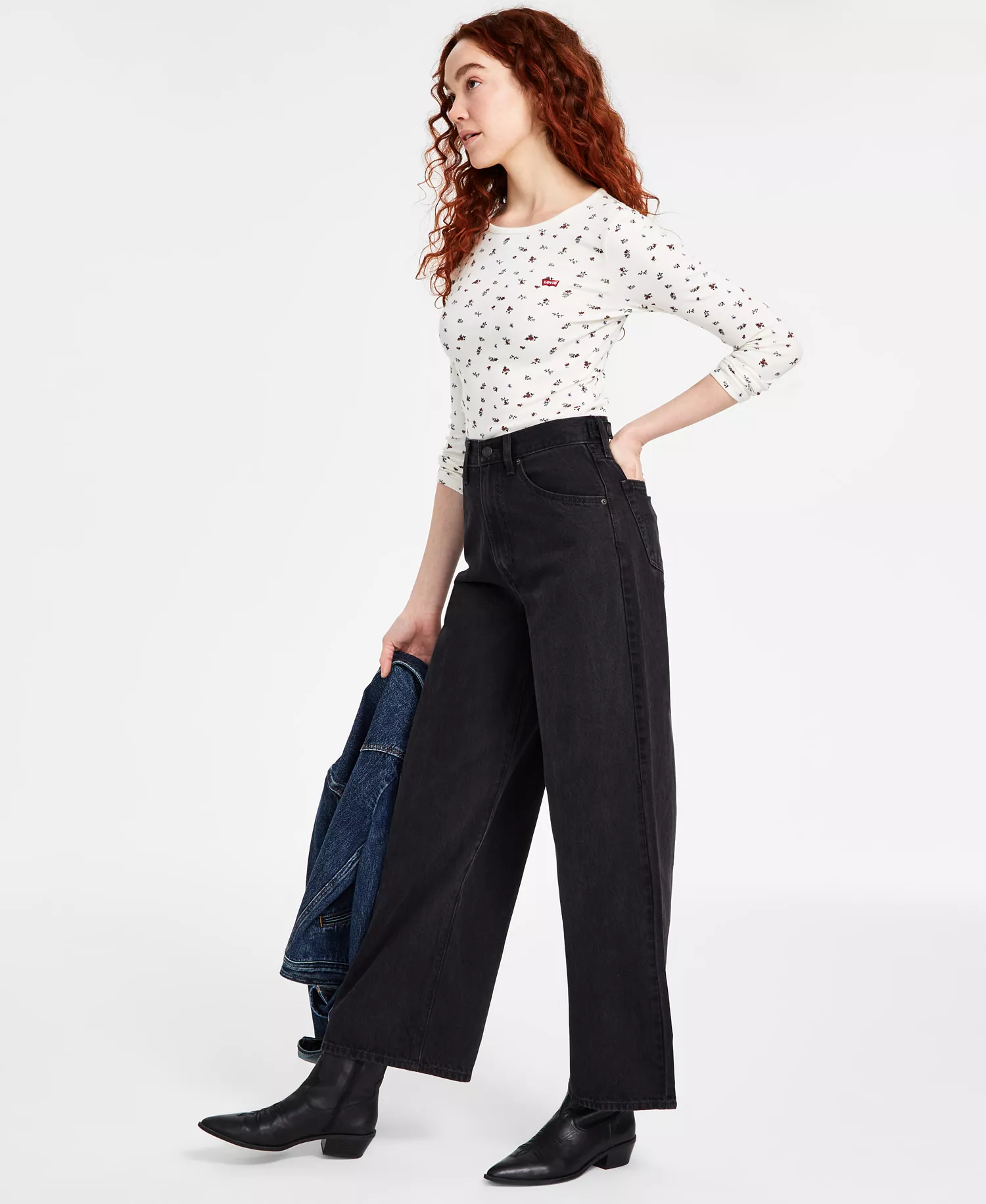 Women's Cinch-Waist Lightweight Baggy Jeans - Capturing Moments - 24
