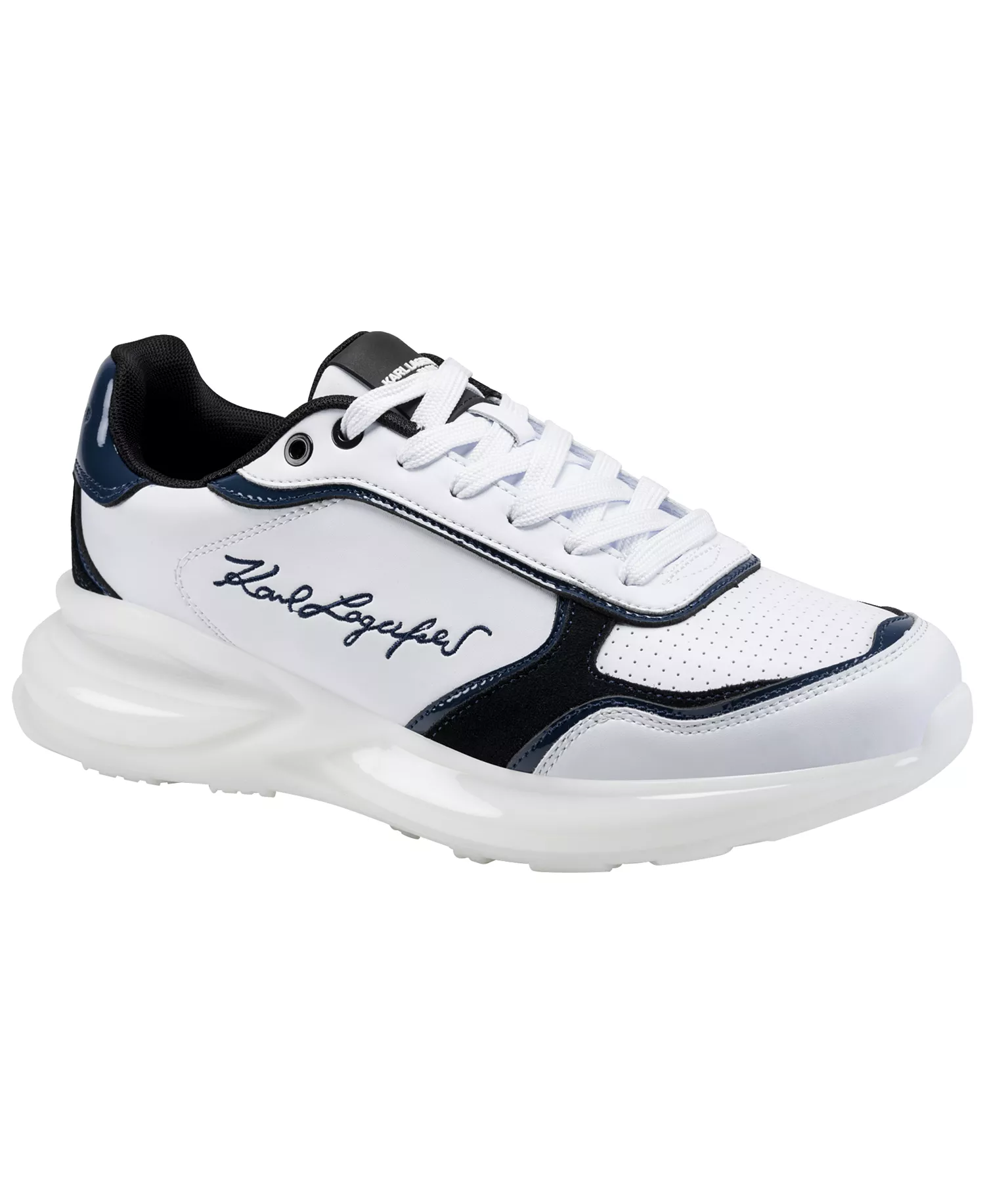 PARIS Men's Side Logo Embroidered Runner Gaetan Sneakers - White/Blue - 10.5M