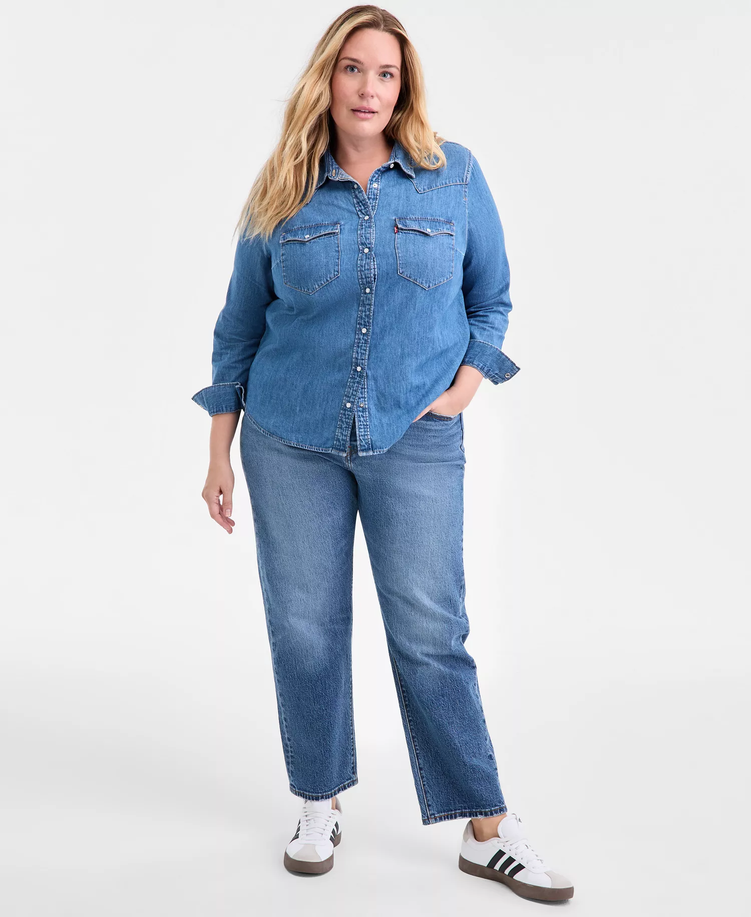 Trendy Plus Size Essential Western Cotton Shirt - Mighty Fine - 1X