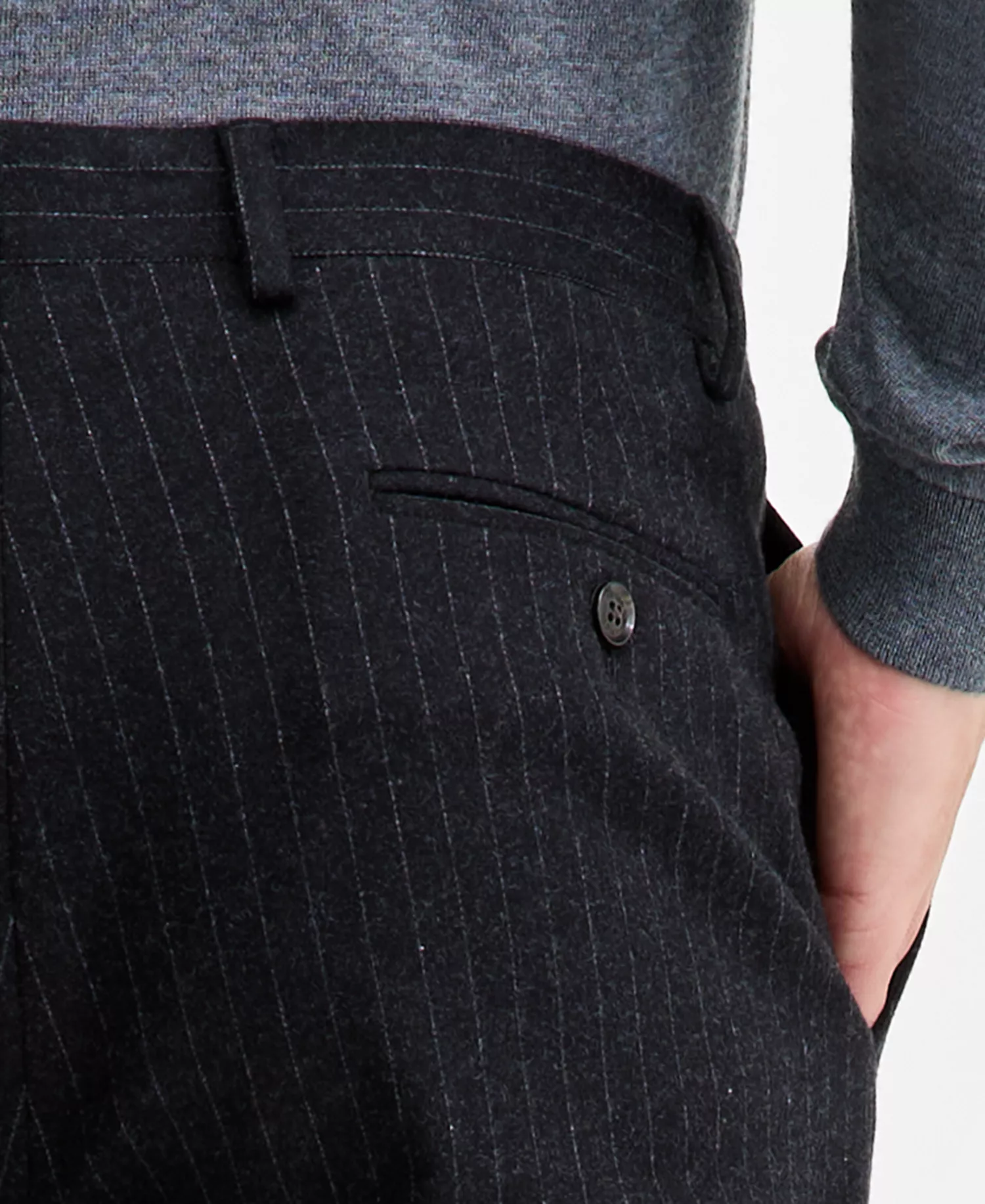 Men's Modern-Fit Knit Pinstripe Suit Separates  - Charcoal Pinstripe - 29 - 30