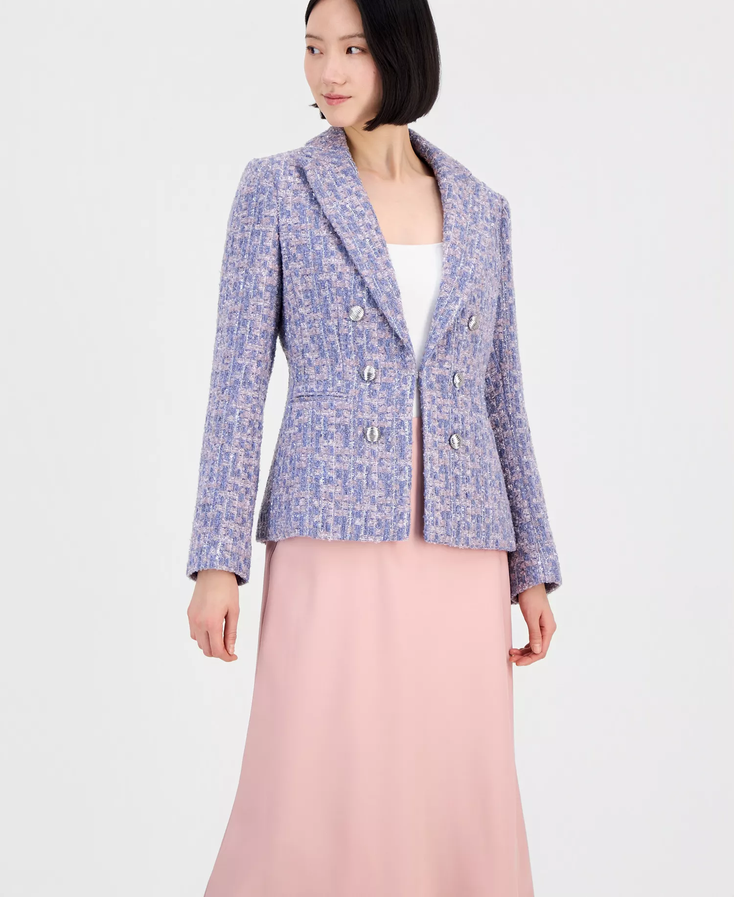 Petite Double-Breasted Blazer - Blue Rose - 10P