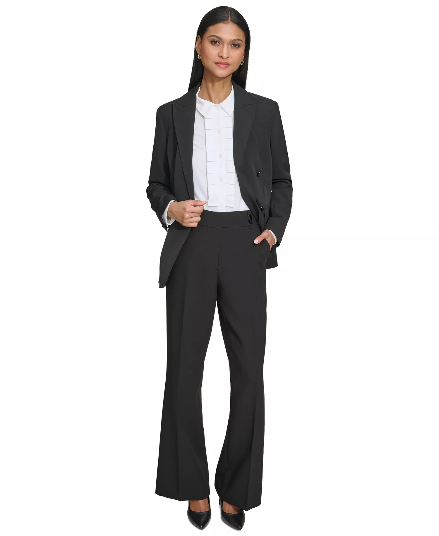 Women's Double-Breasted Blazer  - Black - 0