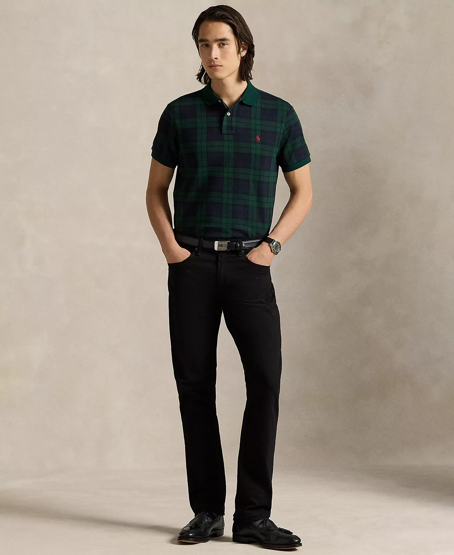 Men's Holiday Plaid Polo Shirt - Blackwatch Tartan - 2XL