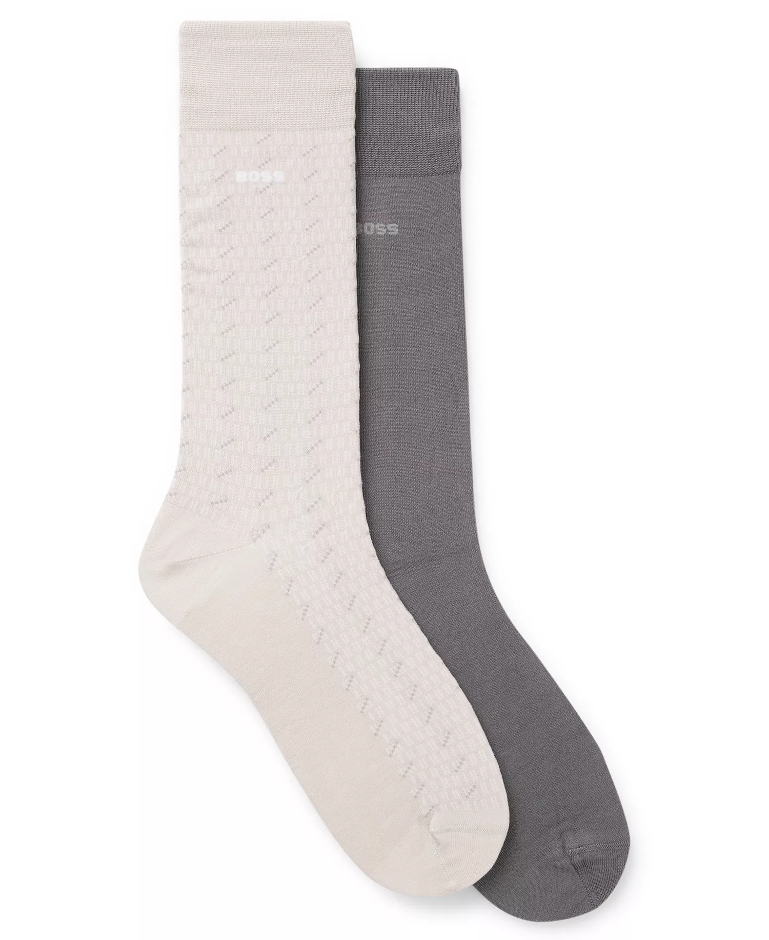 Men's Pin Pattern Socks, 2-Pack  - Cream/Gray - 7-13