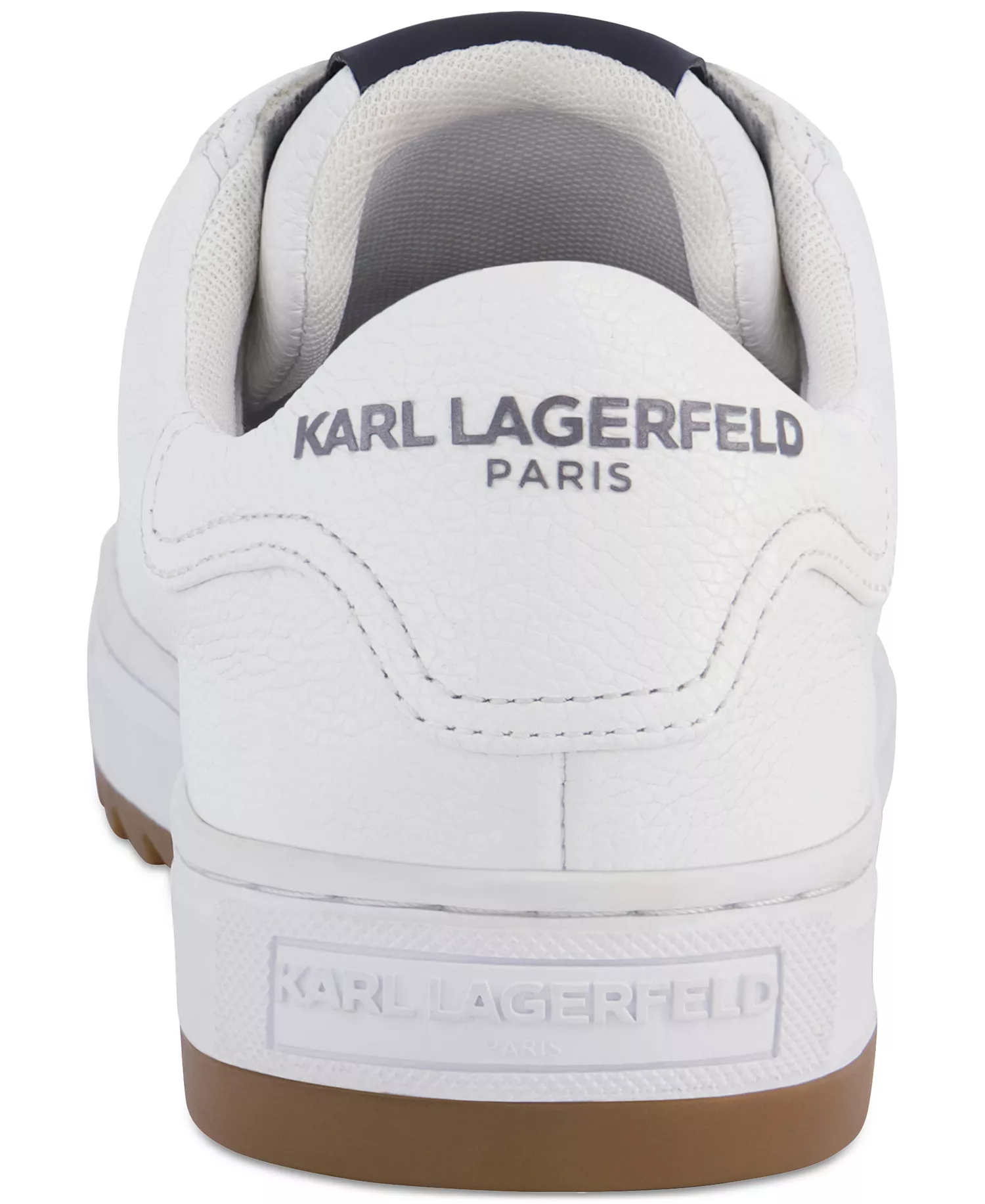 Men's Side Heart Logo Patch Tumbled Leather Sneaker - White - 10M