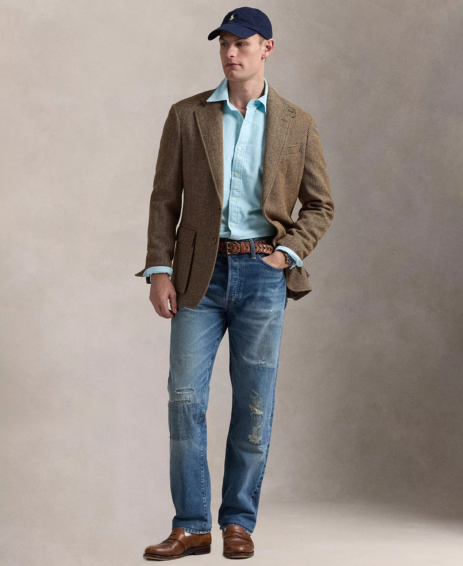 Men's Button-Down Oxford Shirt - Blue - 2XL