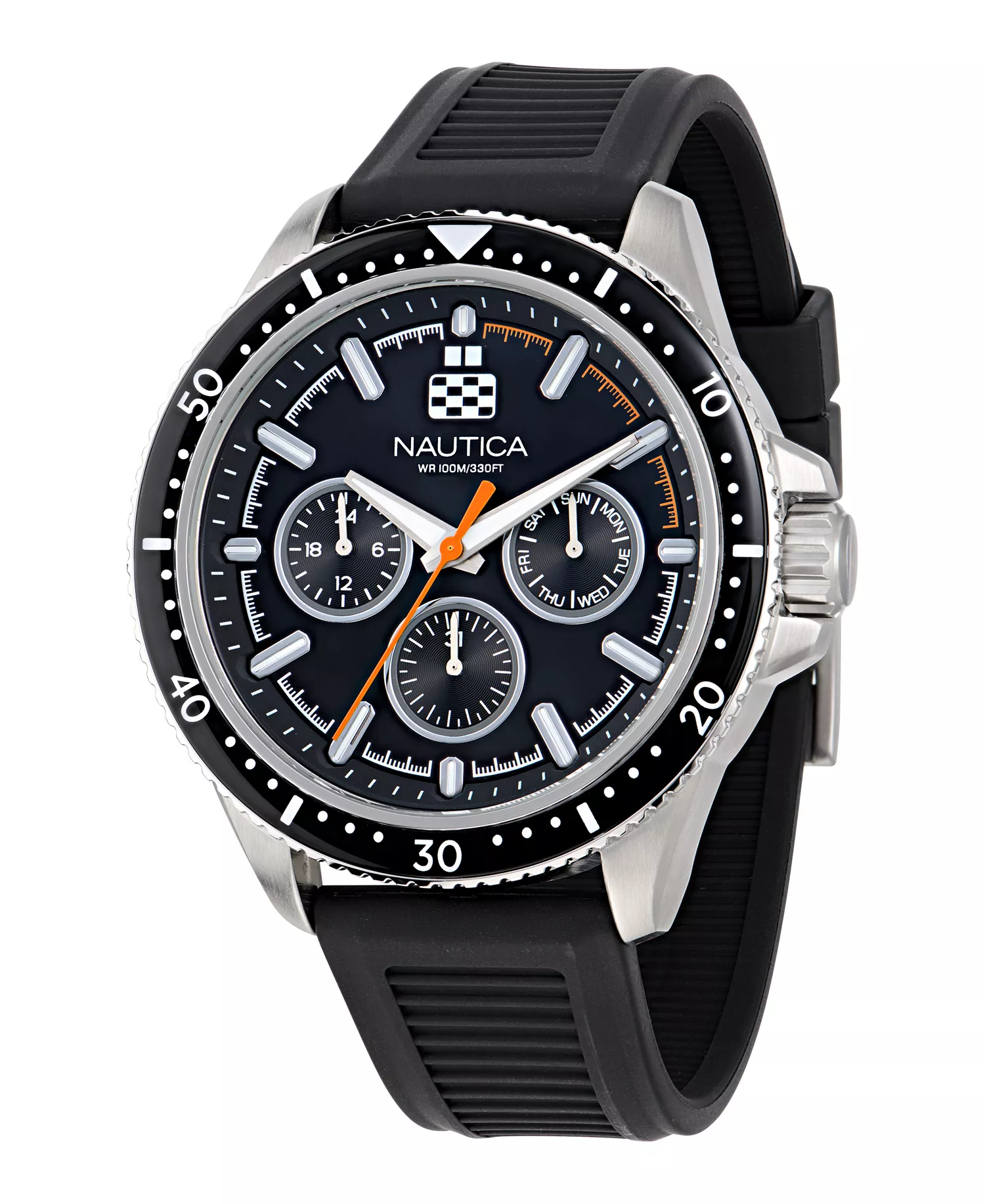 Men's Analog Black Silicone Watch, 46mm - Black - No Size