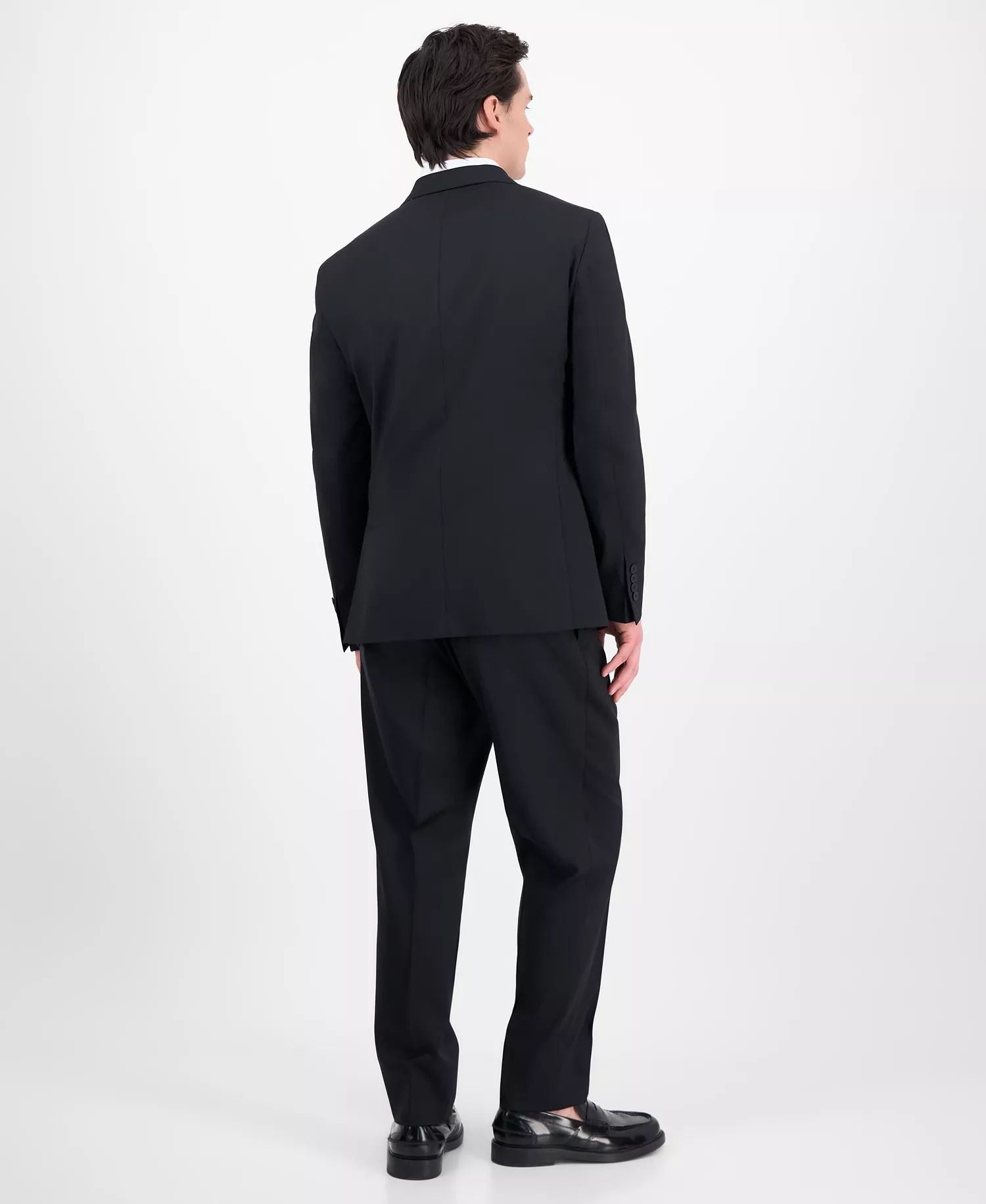 Men's Slim-Fit Italian Wool Solid Suit  - Black - 36R