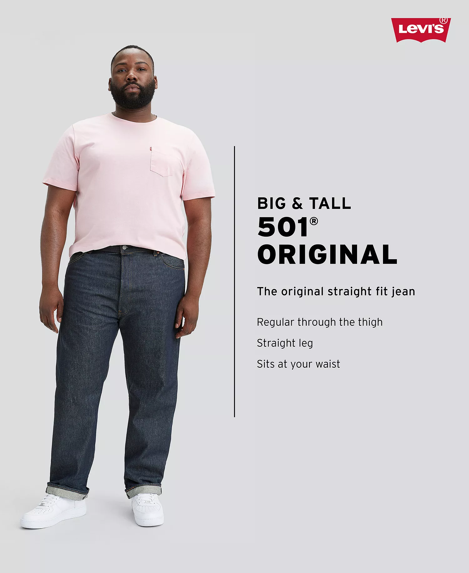 Men's Big & Tall 501® Original Shrink to Fit Jeans - Black Rigid - 32 - 34