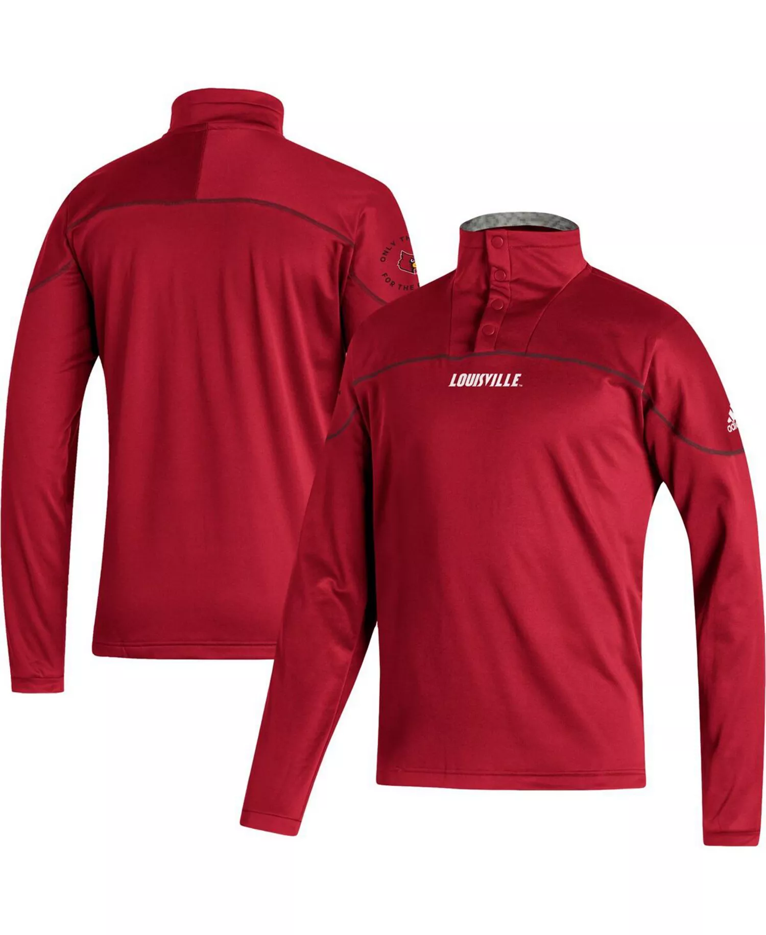 Men's Red Louisville Cardinals AEROREADY Knit Quarter-Snap Jacket - Red - S