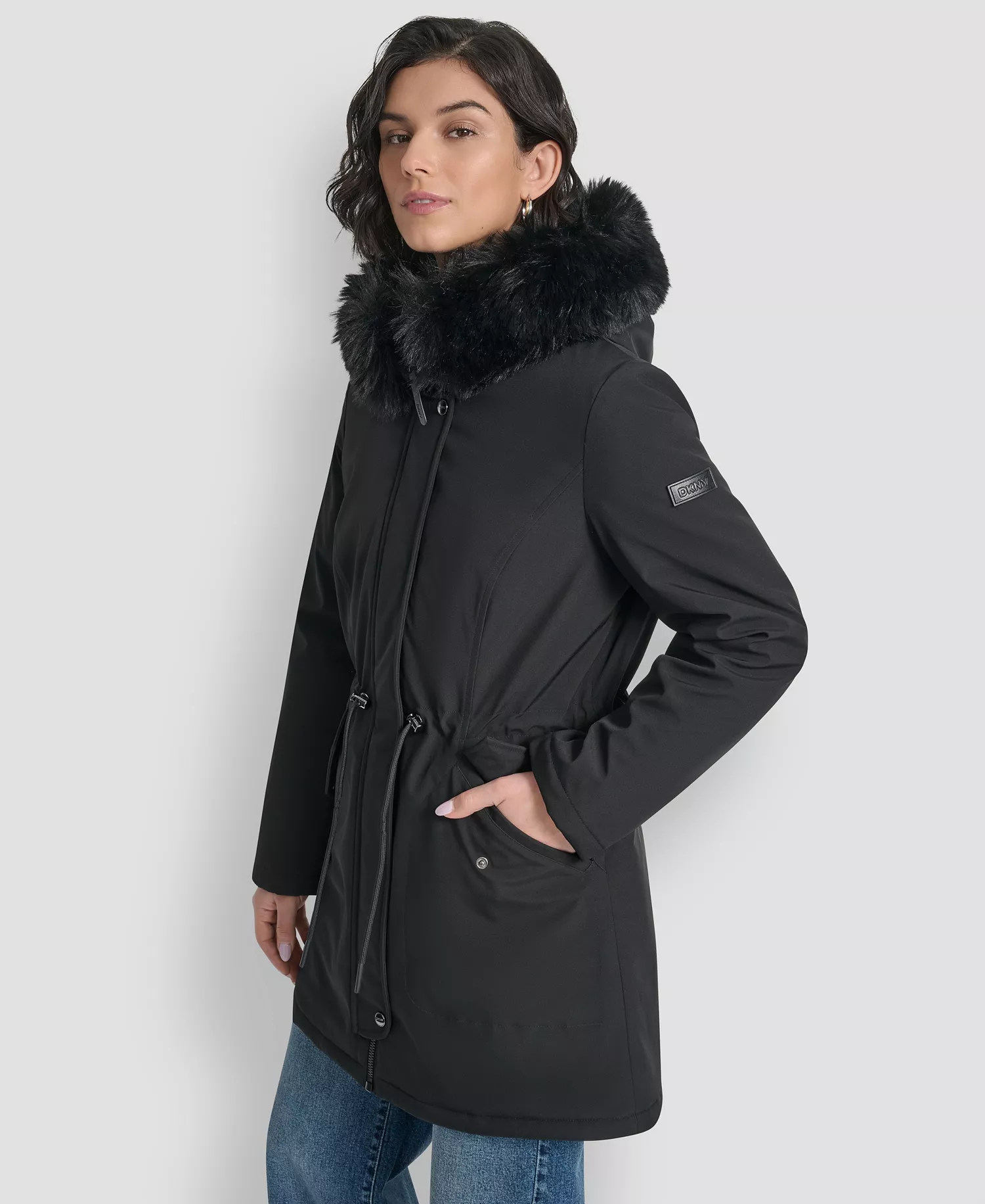 Women's Trim Hooded Anorak Puffer Coat - Black - L