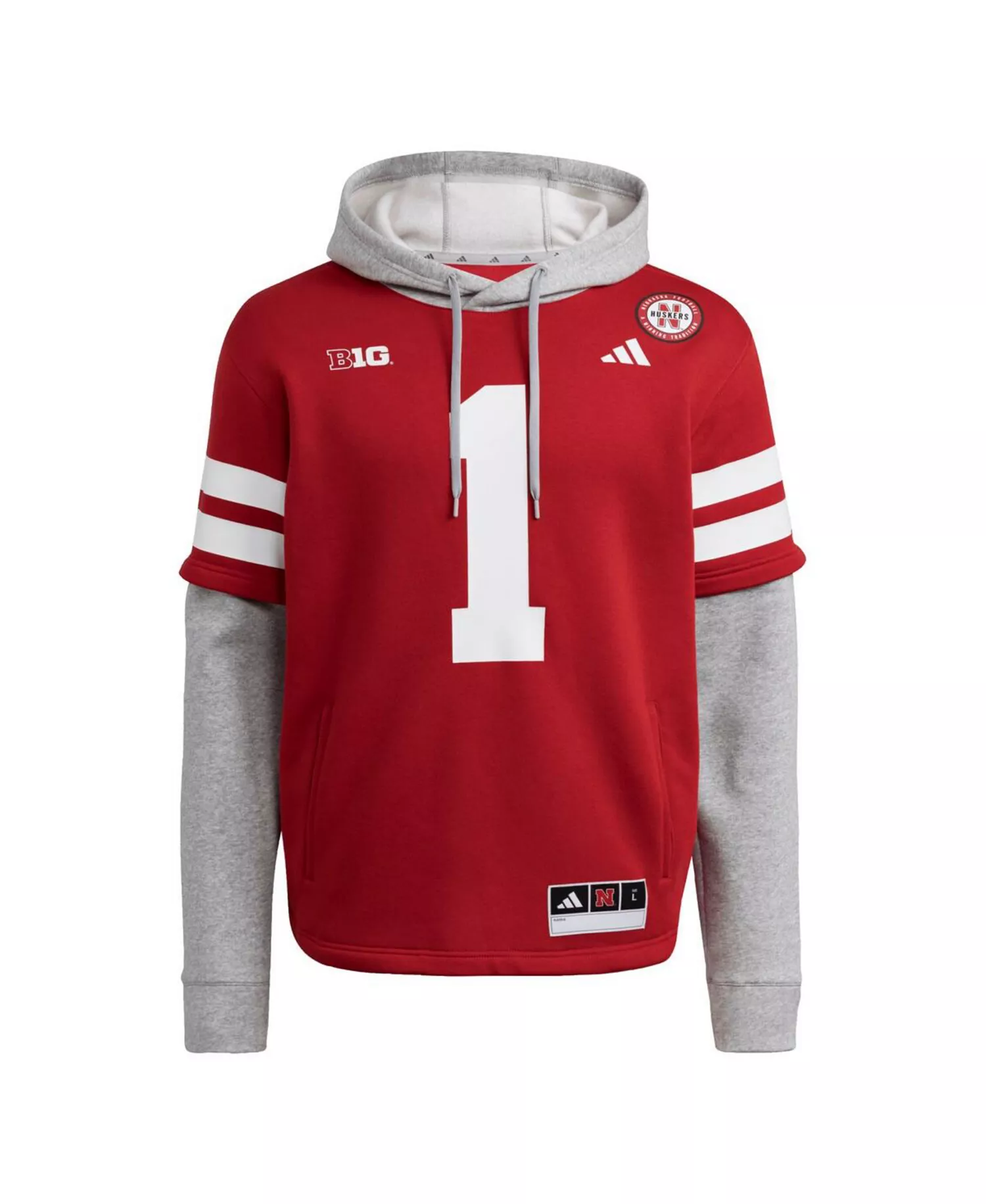 Men's Red Nebraska Huskers Jersey Pullover Hoodie - Scarlet - L