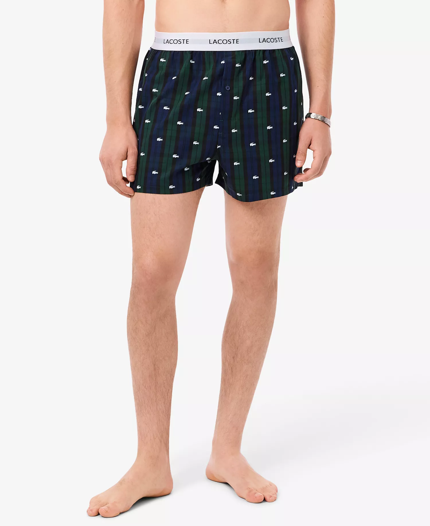 Men's 3-Pack Regular-Fit Woven Boxer Set - Black/Navy/Green - L