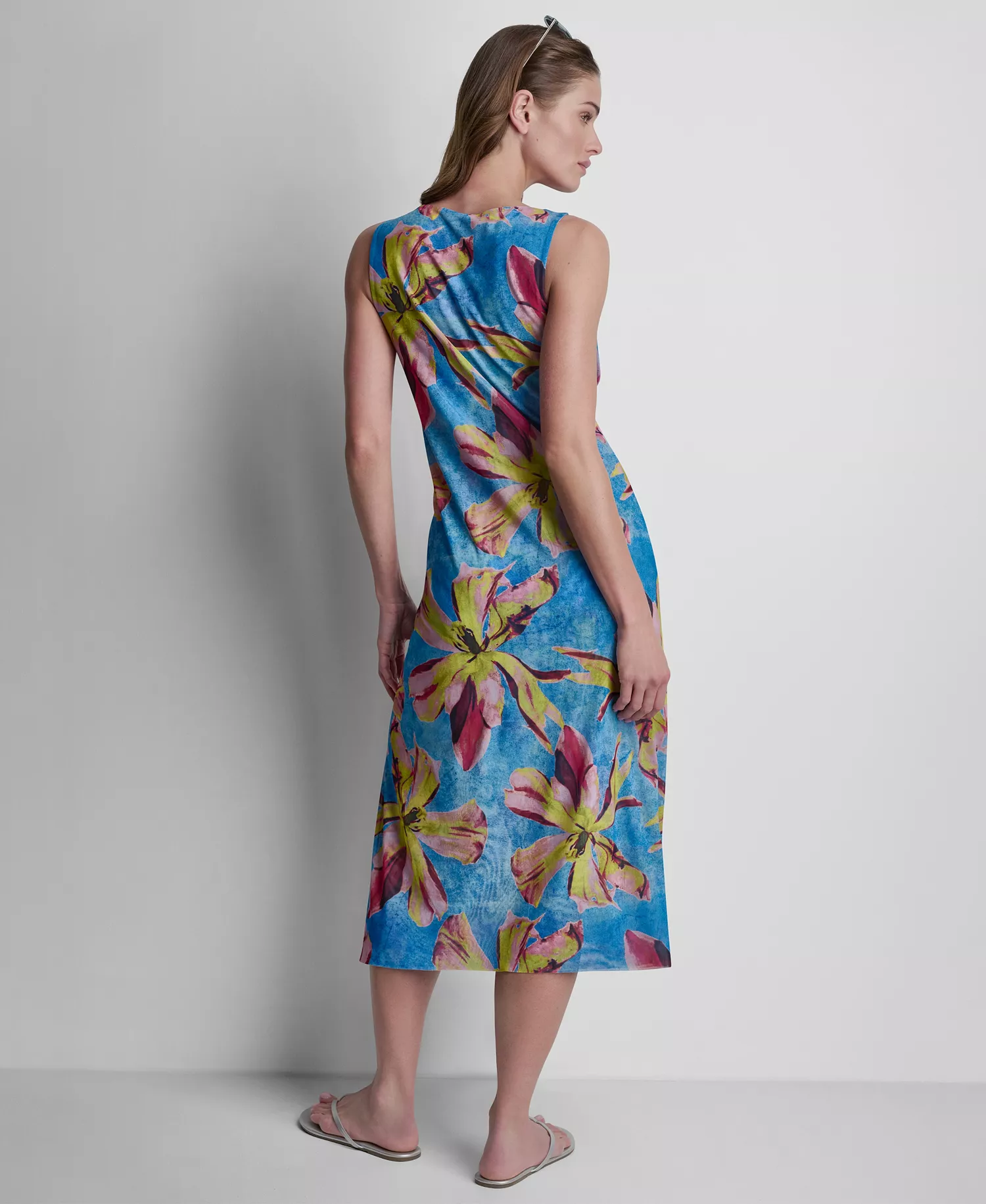 Women's Double Mesh Maxi Cover Up Sleeveless Dress - Black - L