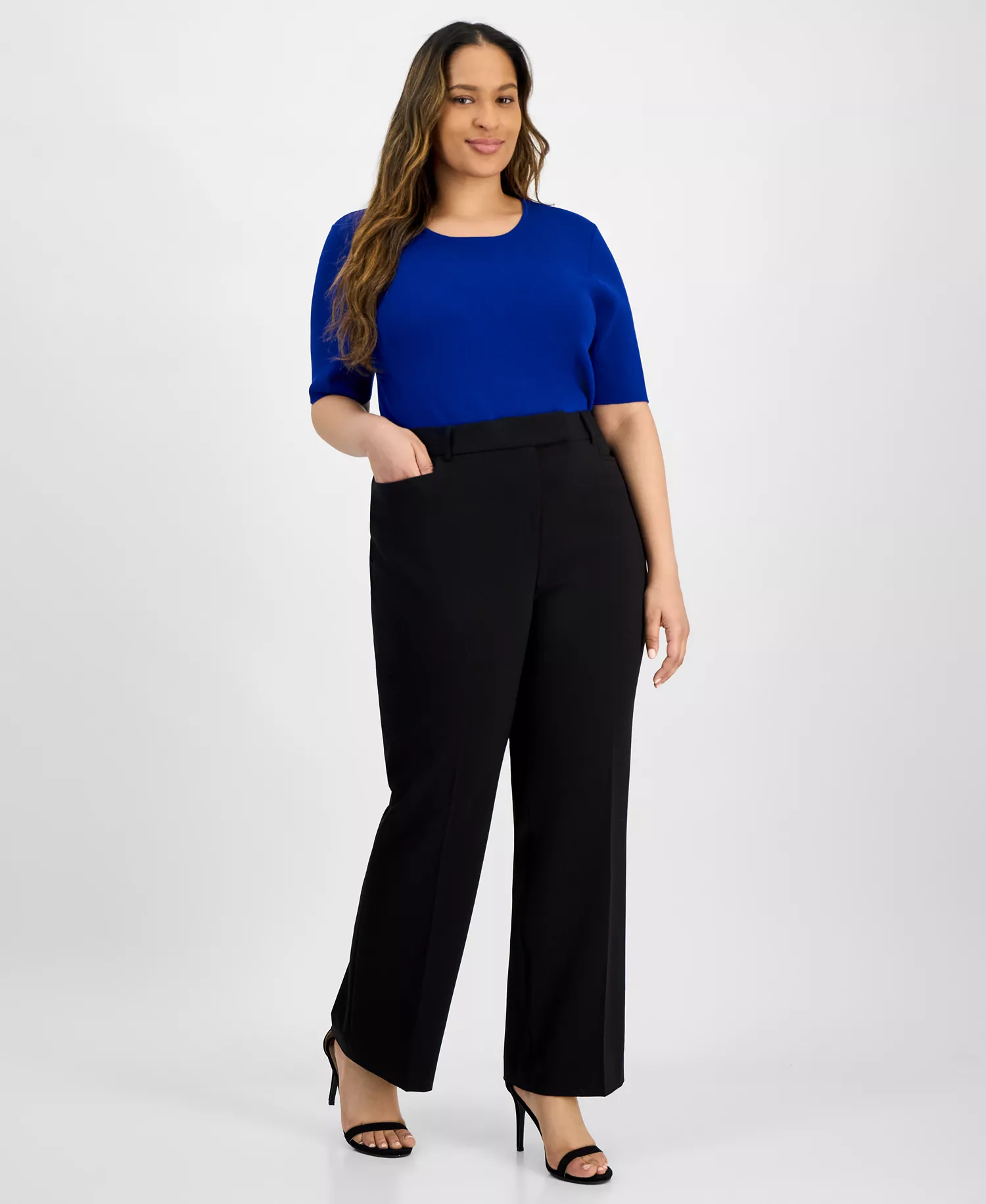 Plus Size Bird Eye Pants - Black - 14W