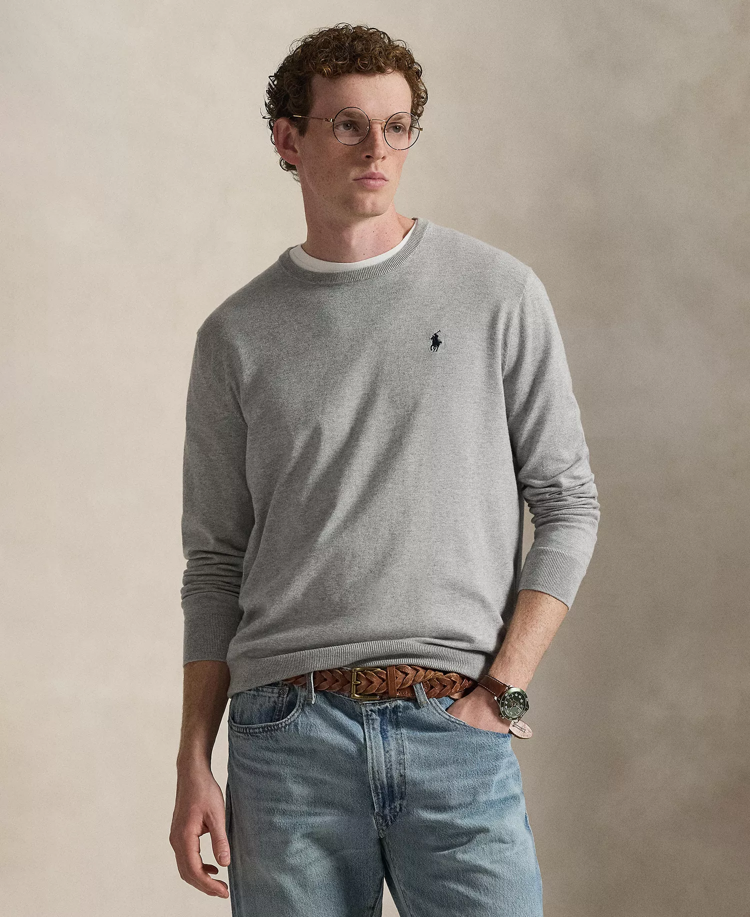 Men's Pima Regular-Fit Crewneck Sweater - Andover Heather - 2XL