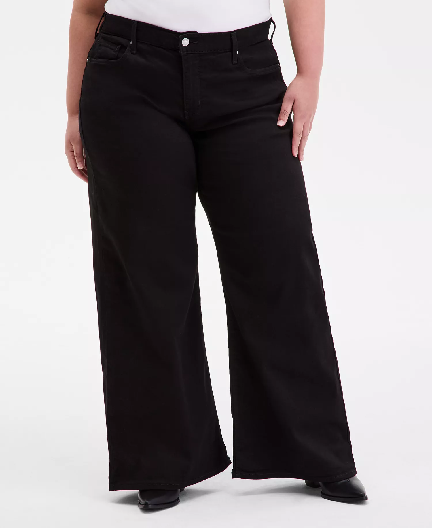 Women's 318 Shaping Stellar-Stretch Wide-Leg Jeans - Black - 14W