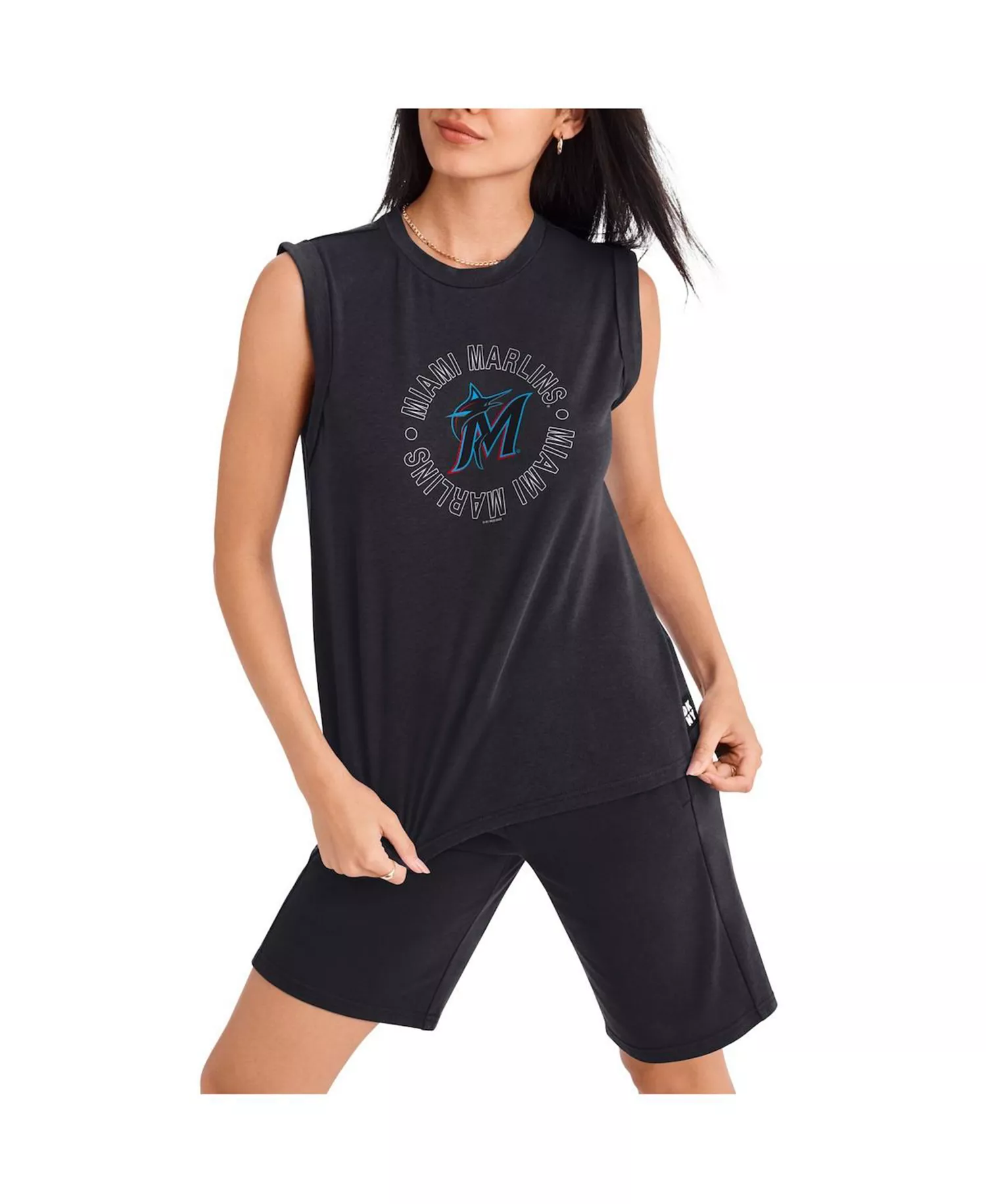 Women's Black Miami Marlins Madison Tri-Blend Tank Top - Black - L