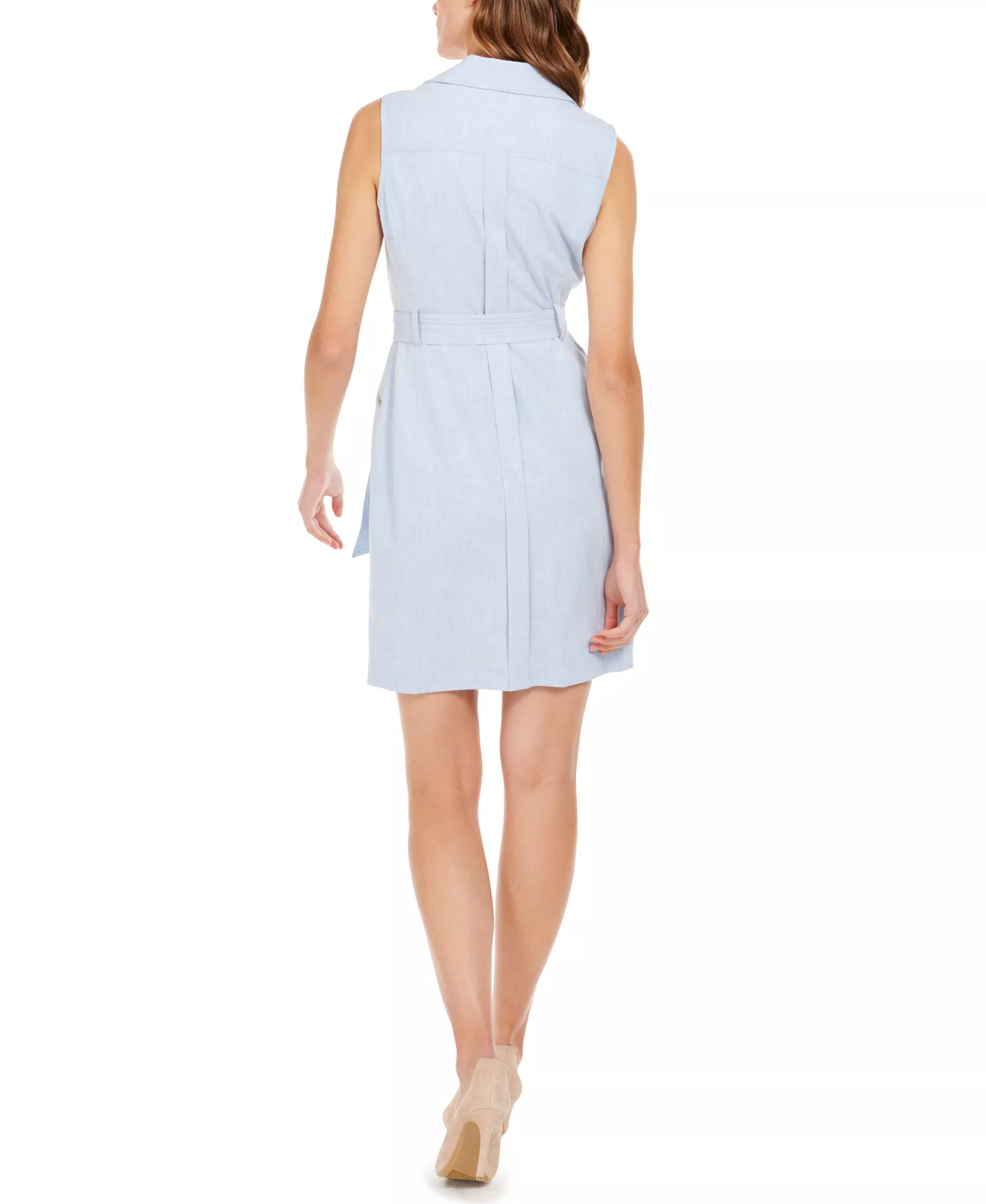 Zip-Front Belted Dress - Regatta/White - 10