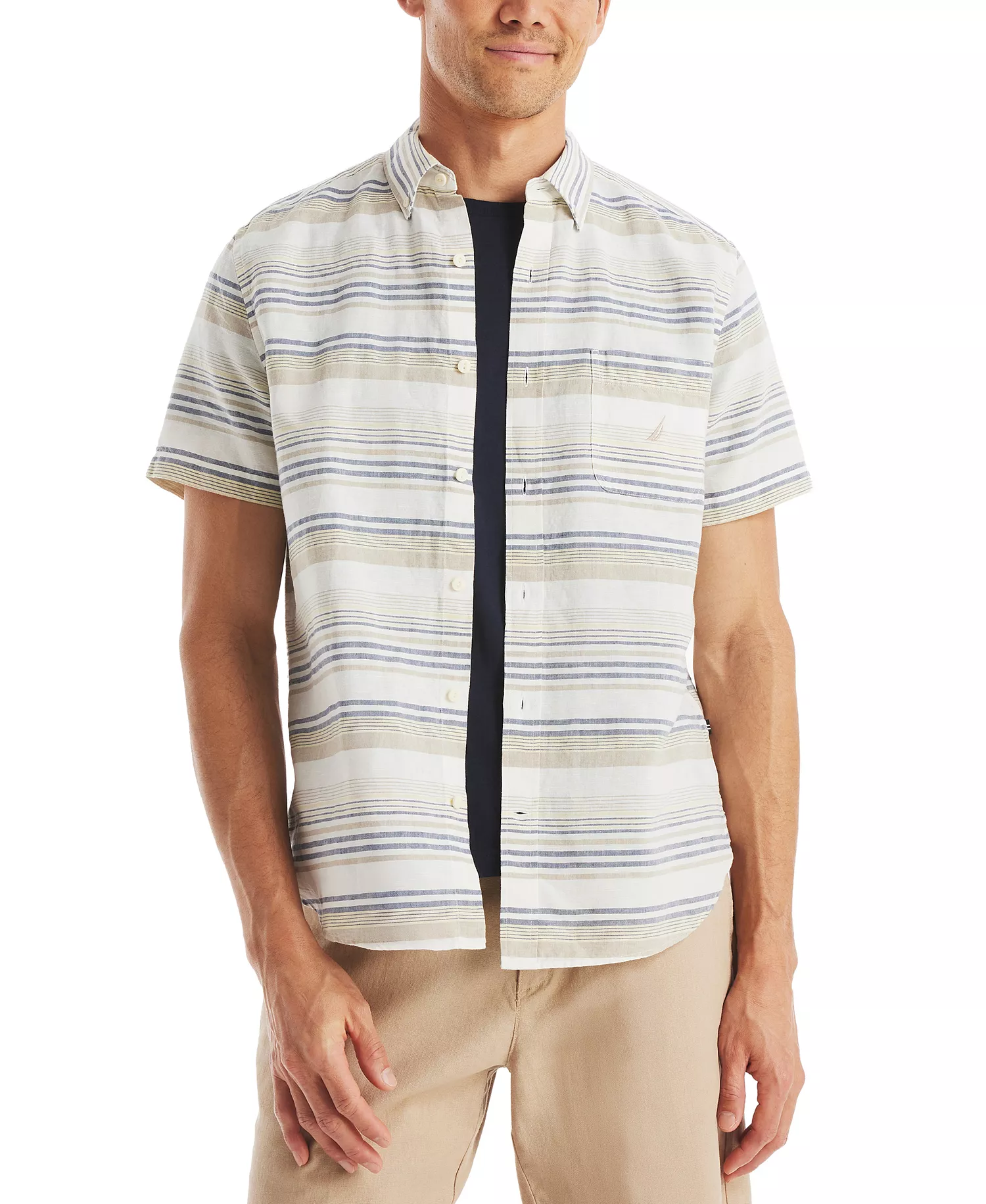 Men's Stripe Short-Sleeve Shirt - Sail White - 2XL