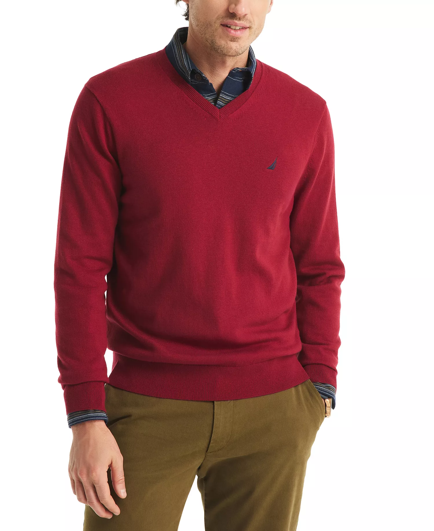 Men's Navtech Performance Classic-Fit Soft V-Neck Sweater - Biking Red - 2XL