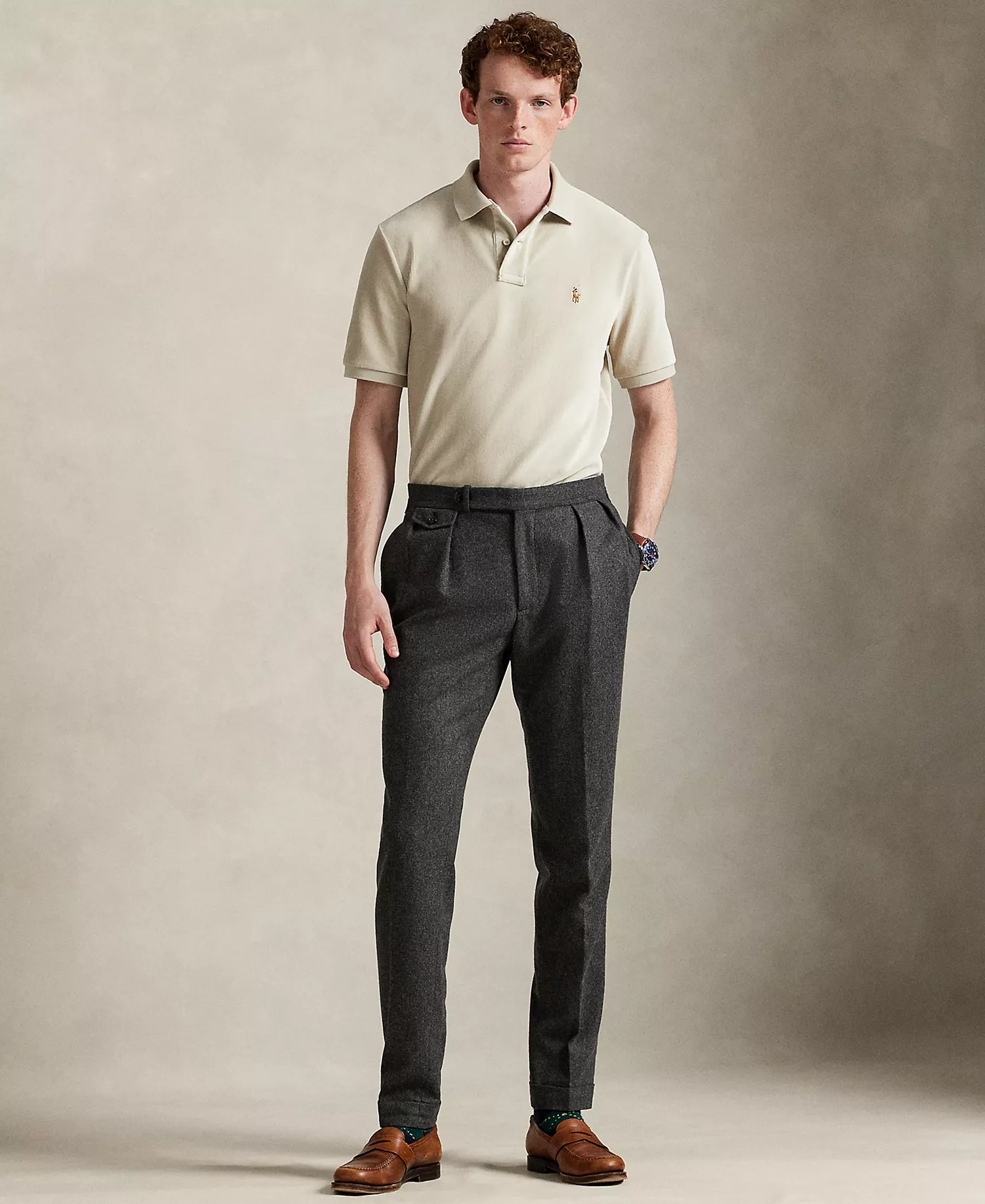 Men's Classic-Fit Knit Corduroy Polo Shirt - Stonewear Grey - 2XL