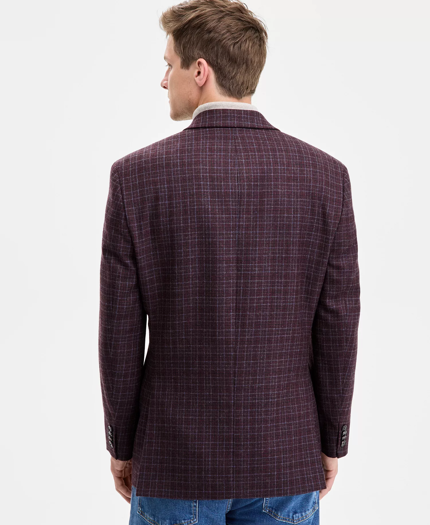Men's Modern-Fit Wool-Blend Sport Coat - Burgundy - 38S