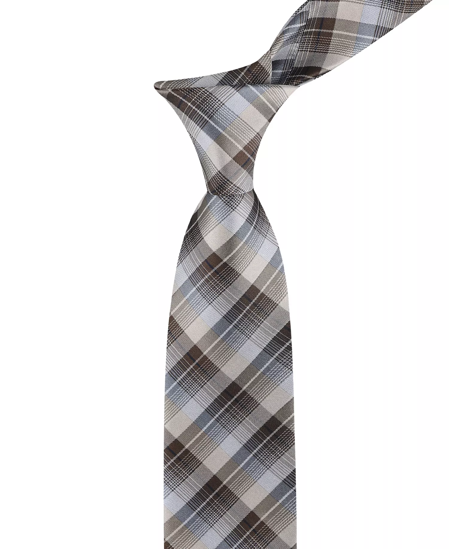 Men's Brooklyn Plaid Tie - Taupe - ONE SIZE