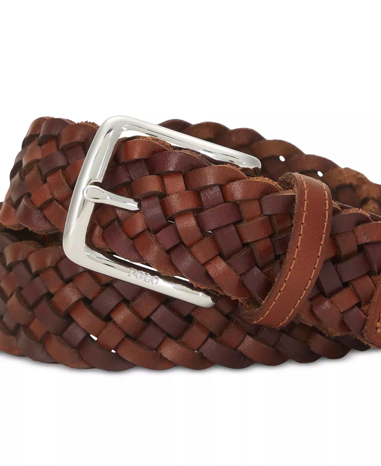 Men's Braided Leather Belt - Saddle/dark Brown - 32