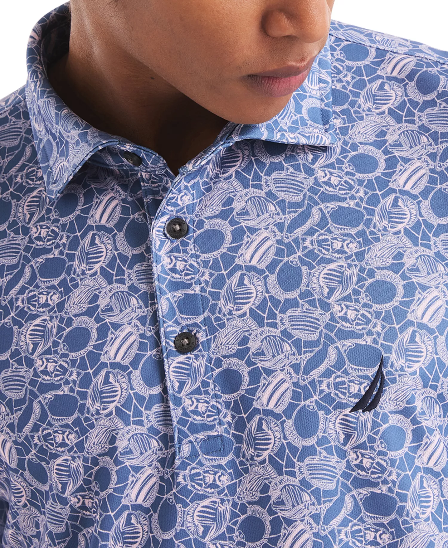 Men's Classic-Fit Moisture-Wicking Printed Performance Golf Polo Shirt  - Coronet Blue - 2XL