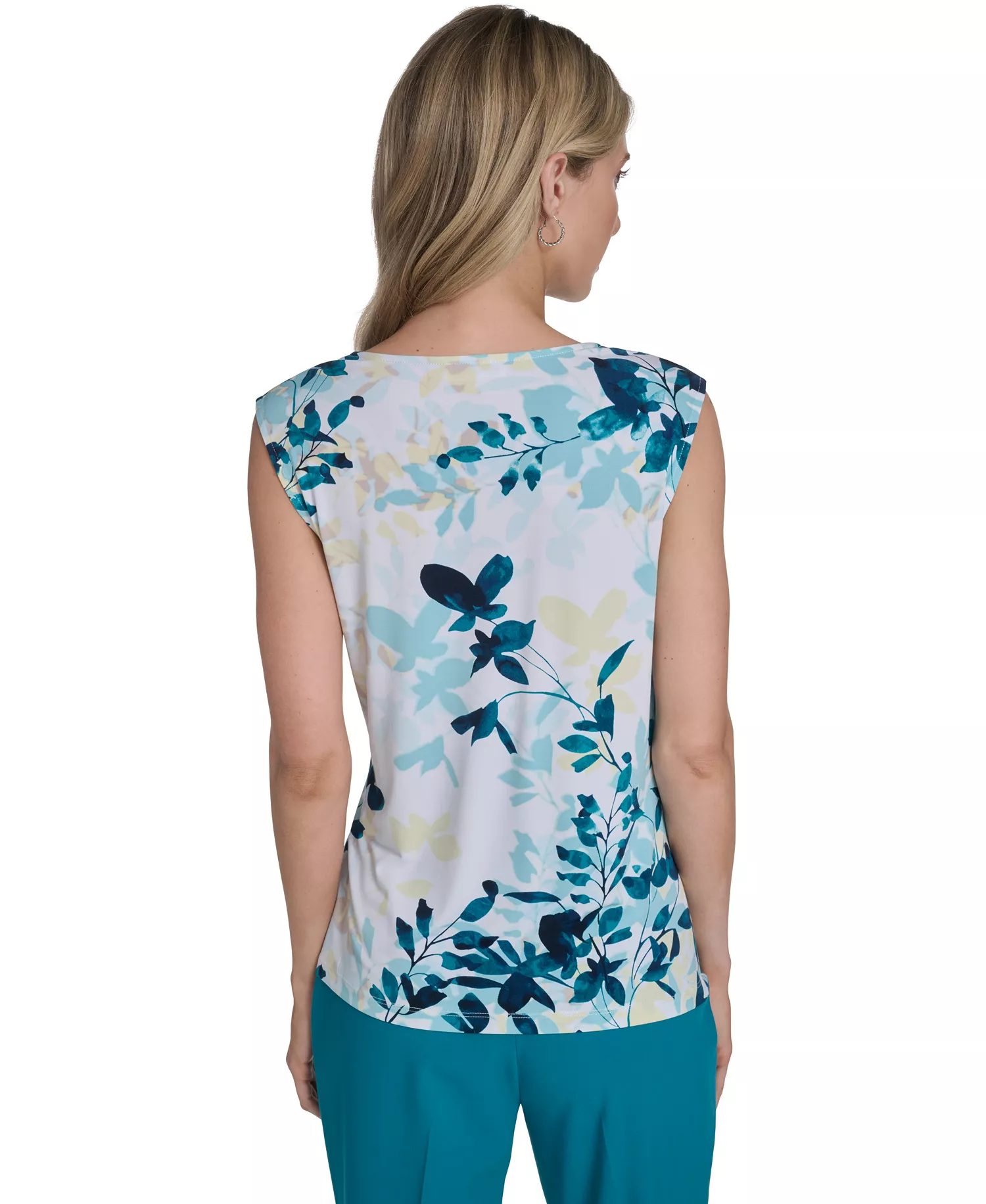 Petite Cowl Neck Sleeveless Top - White Multi - P/L