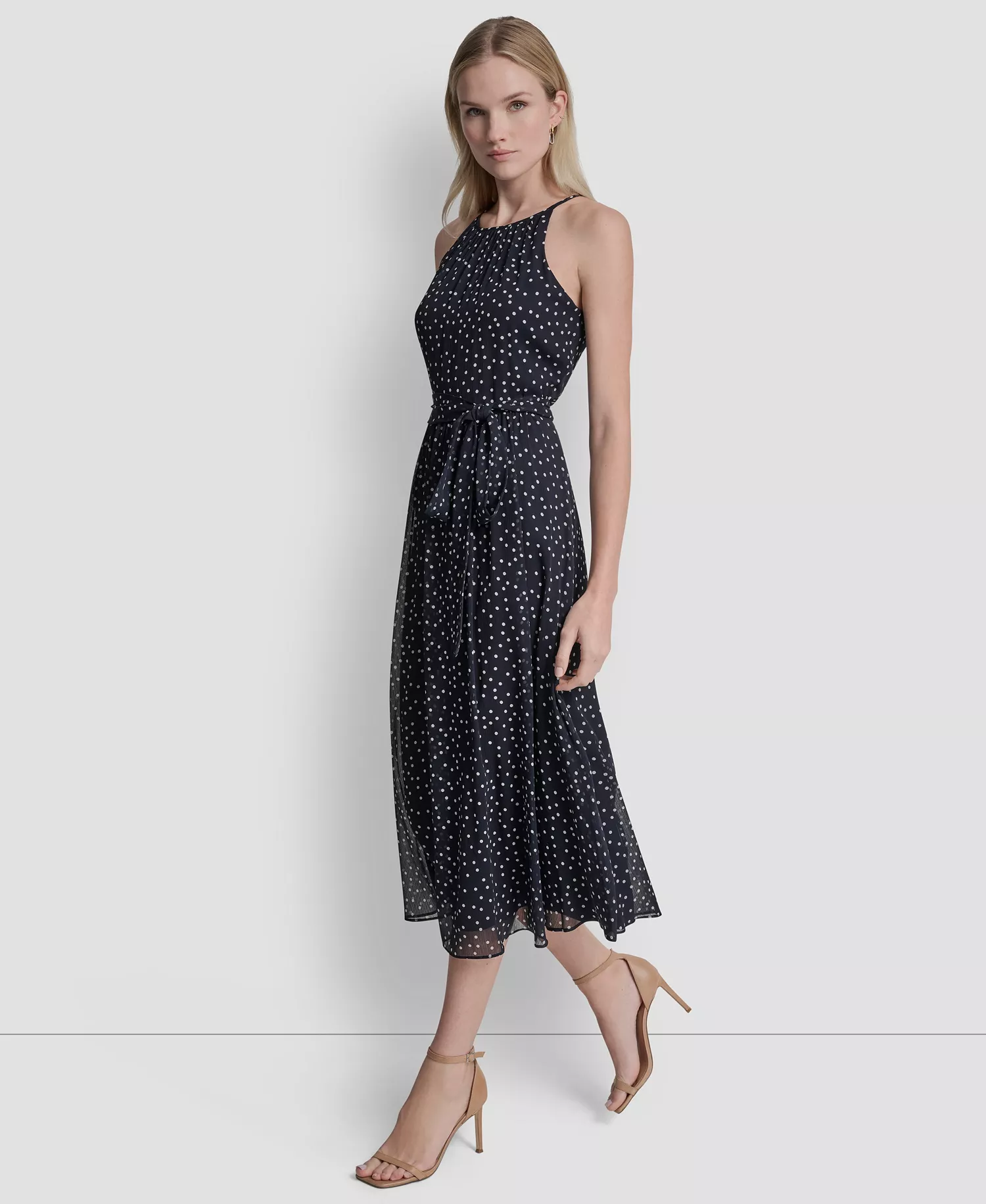 Women's Halter Fit And Flare Sleeveless Maxi Dress - Midnight/Cream - 10