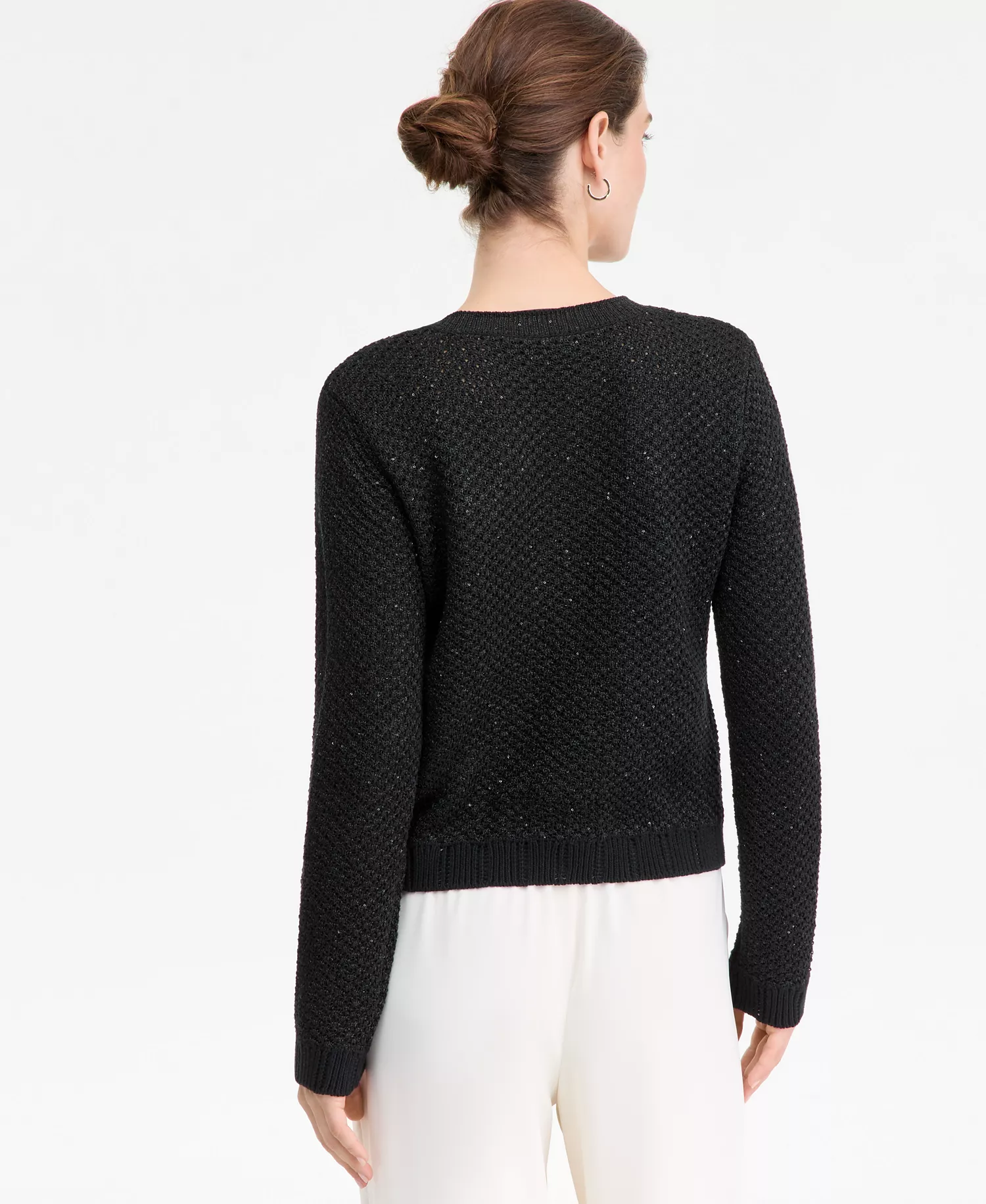 Petite Metallic Shine Cardigan, Macy's Exclusive - Black Lurex - M