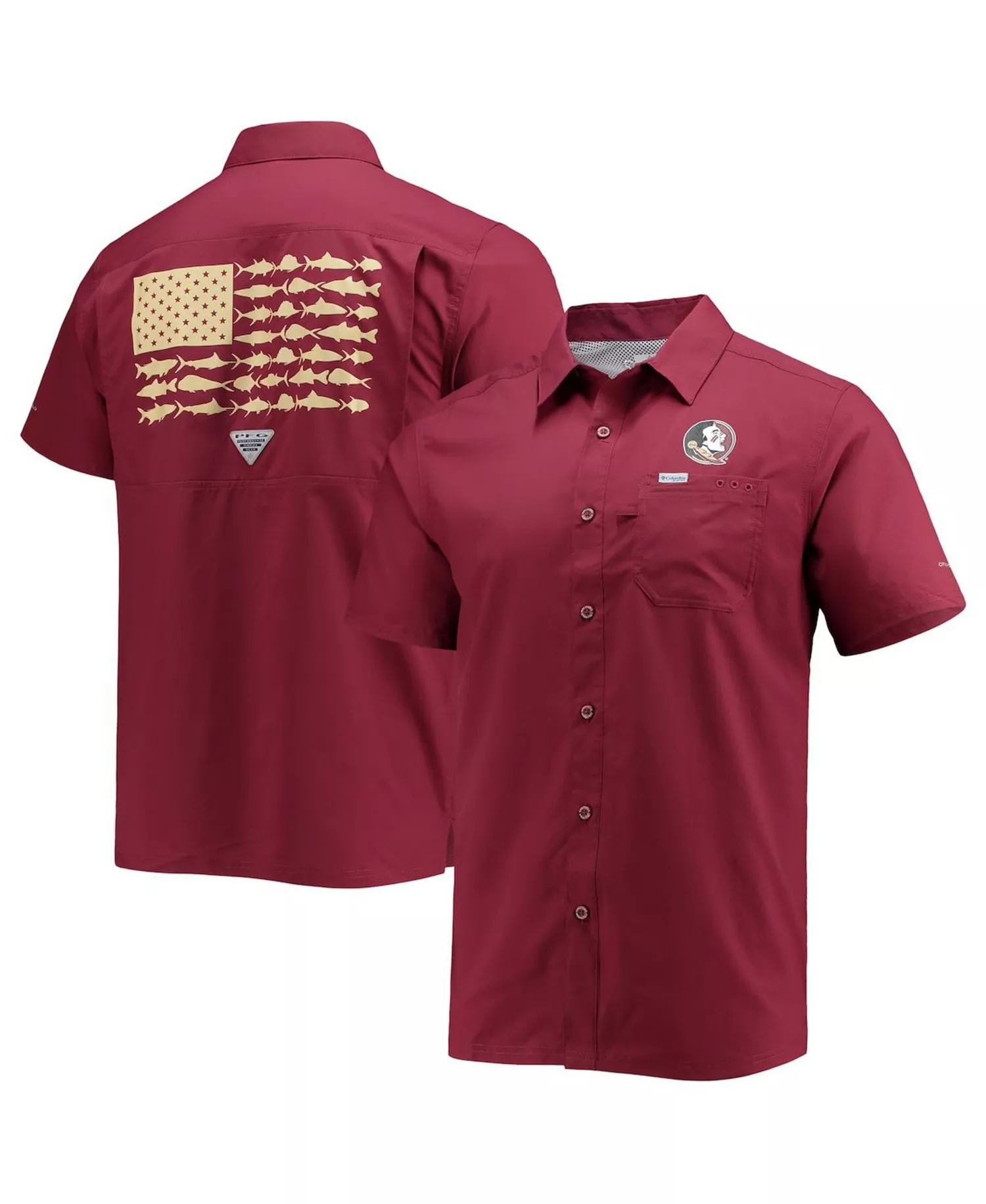 Men's PFG Garnet Florida State Seminoles Slack Tide Camp Button-Up Shirt - Garnet - M
