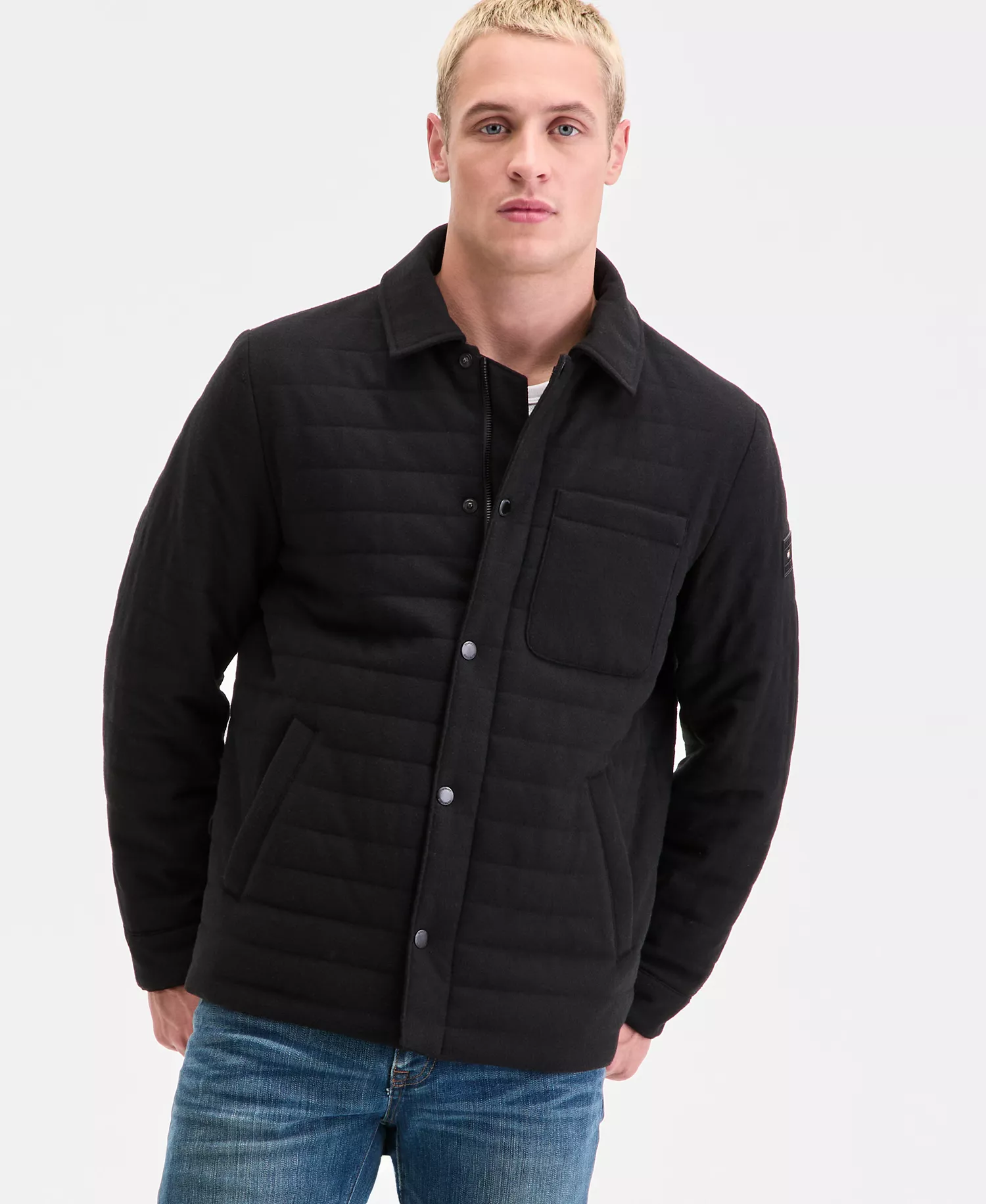 Men's Quilted Shirt Jacket - Black - 2XL