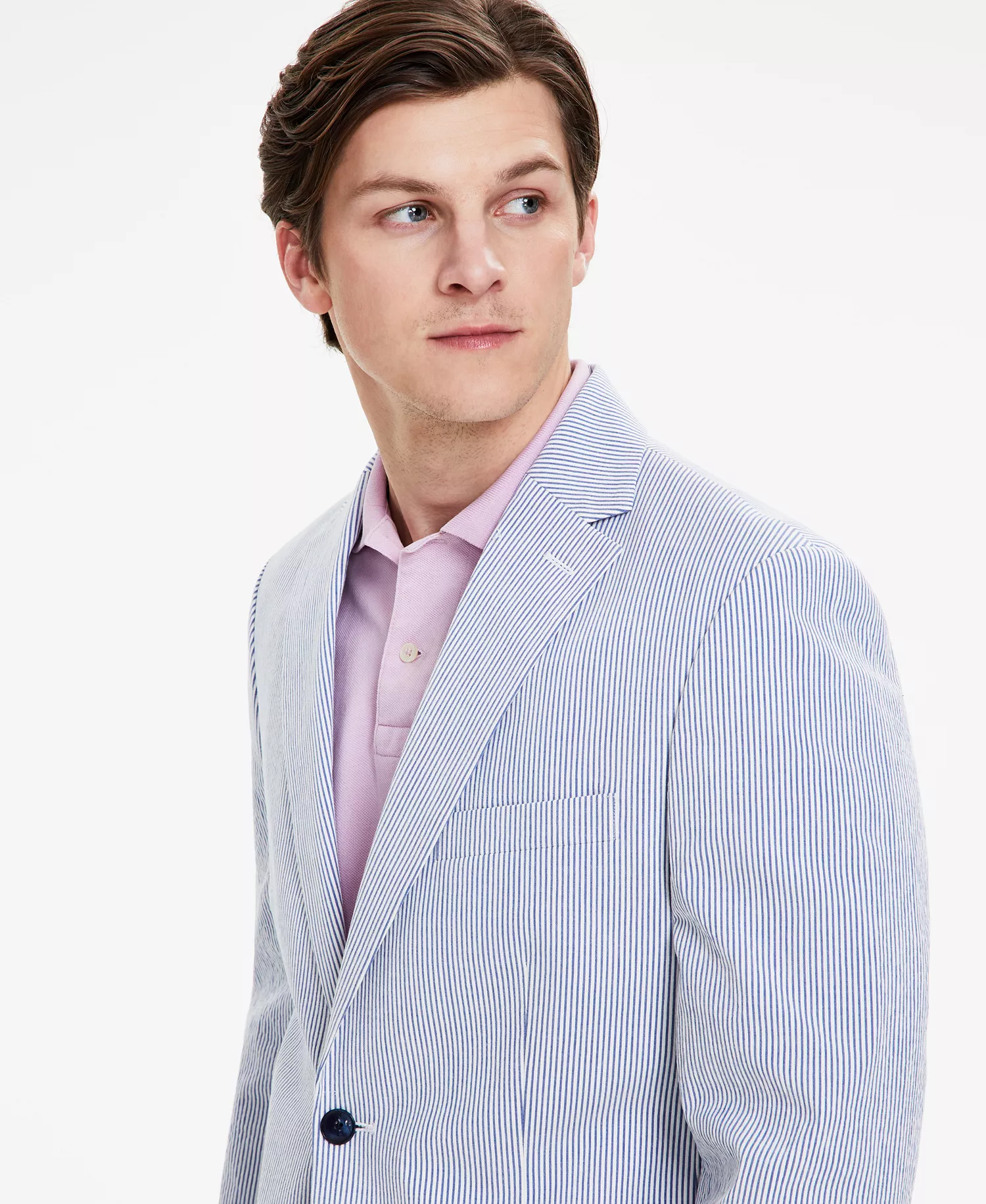 Men's Modern-Fit Seersucker Sport Coat - Blue/white - 36R