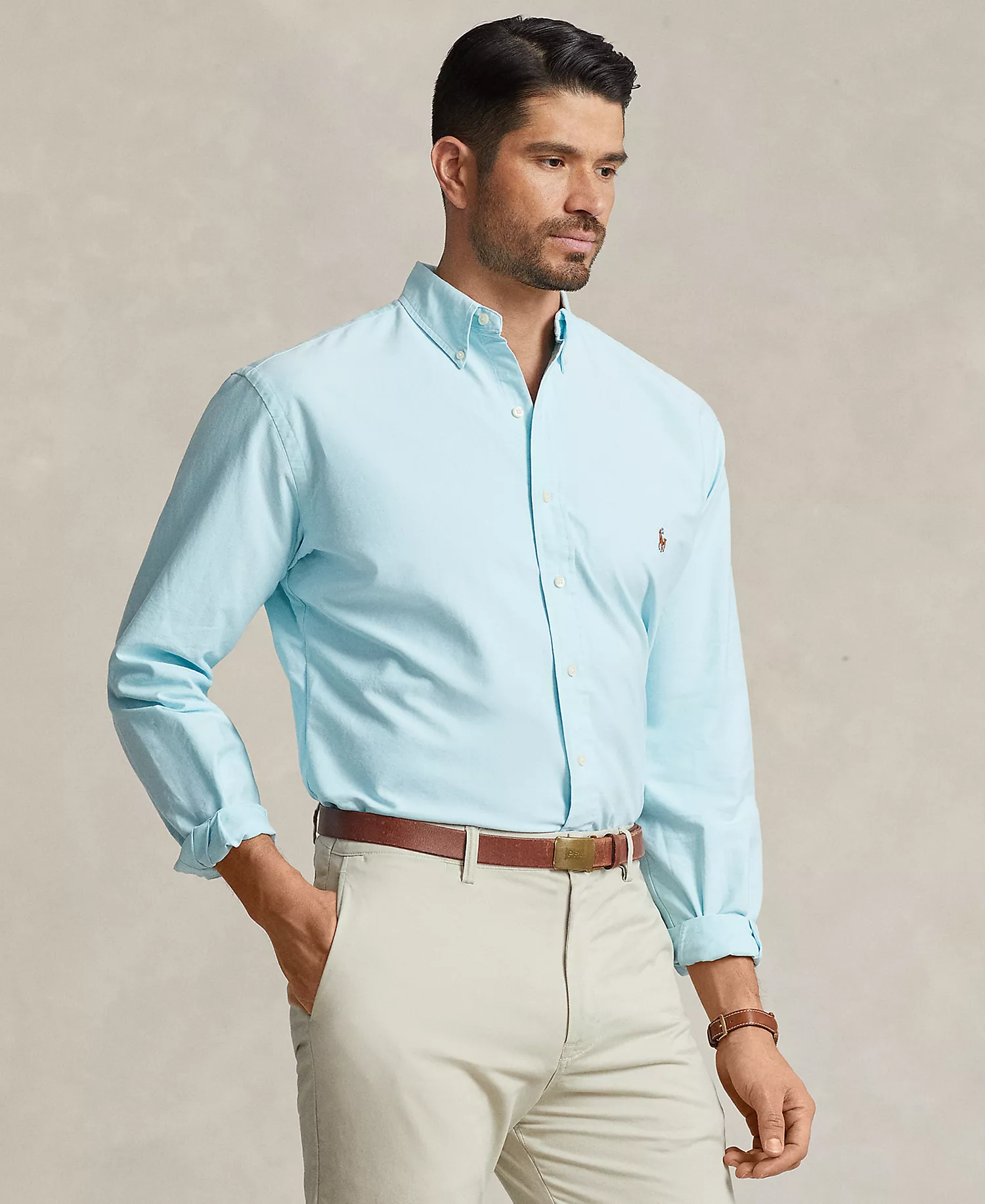 Men's Big & Tall Classic-Fit Long-Sleeve Oxford Shirt - Aegean Blue - 2LT