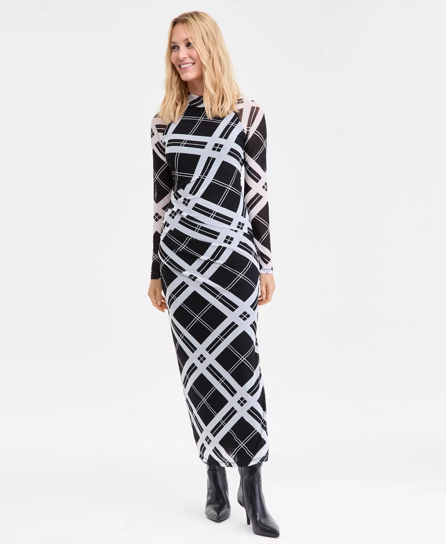 Women's Side-Ruched Maxi Dress, Macy's Exclusive - Chiara Check - 2XL